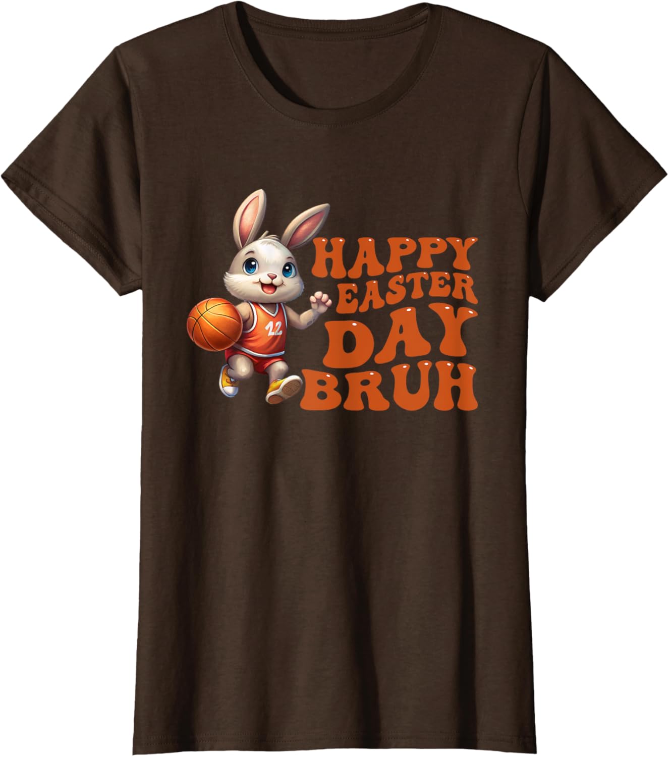 Bruh Bunny Playing Basketball Happy Easter Day Boys Kids T-Shirt