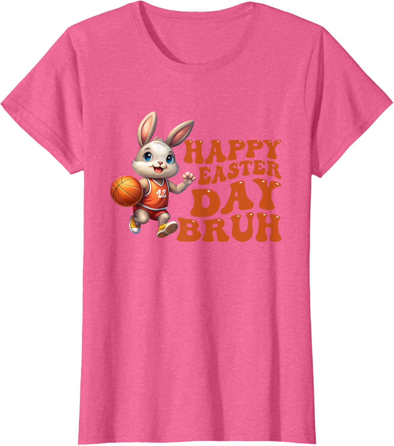 Bruh Bunny Playing Basketball Happy Easter Day Boys Kids T-Shirt