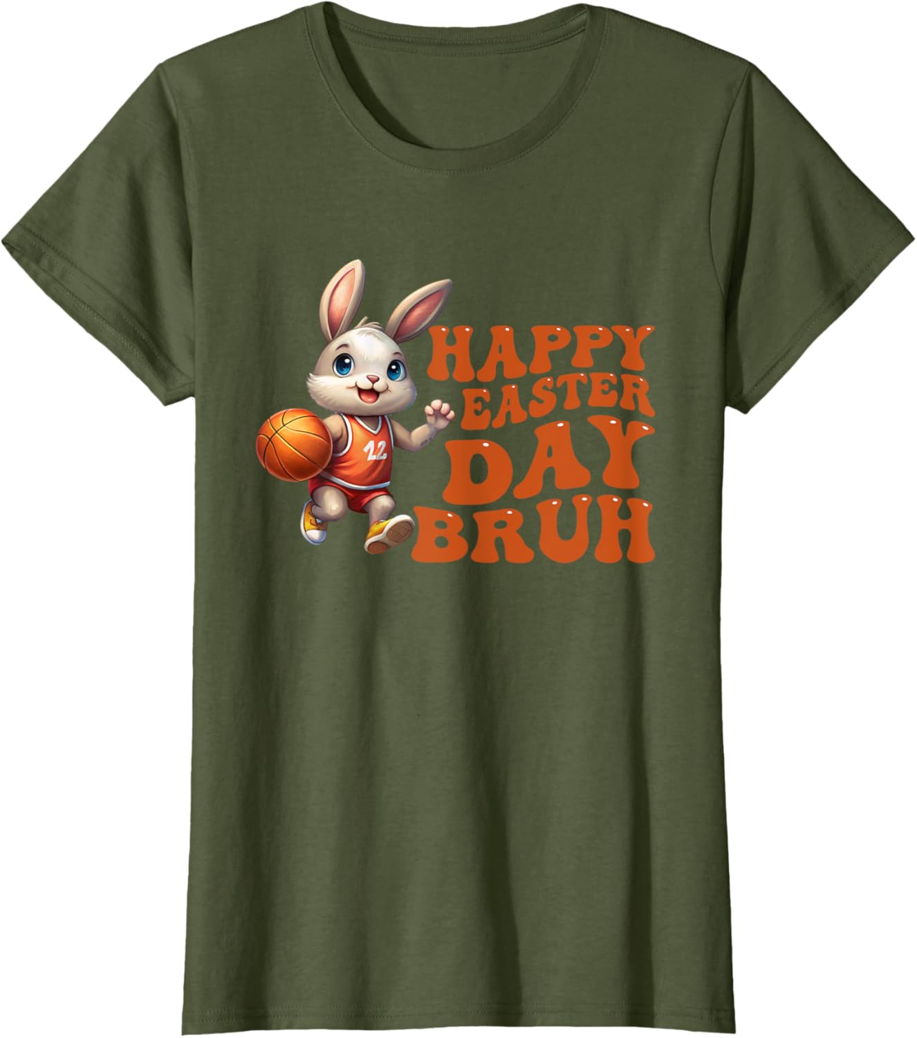 Bruh Bunny Playing Basketball Happy Easter Day Boys Kids T-Shirt