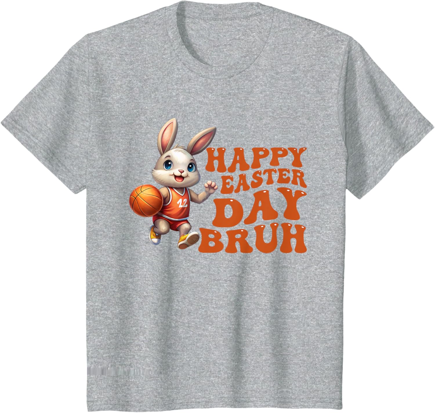 Bruh Bunny Playing Basketball Happy Easter Day Boys Kids T-Shirt