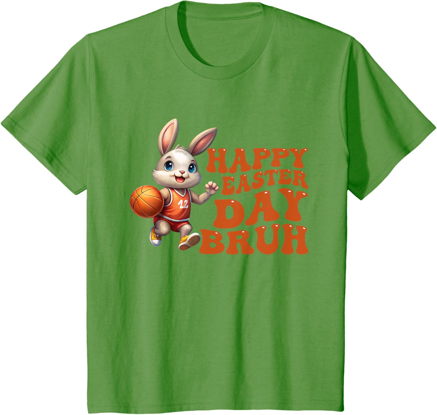 Bruh Bunny Playing Basketball Happy Easter Day Boys Kids T-Shirt