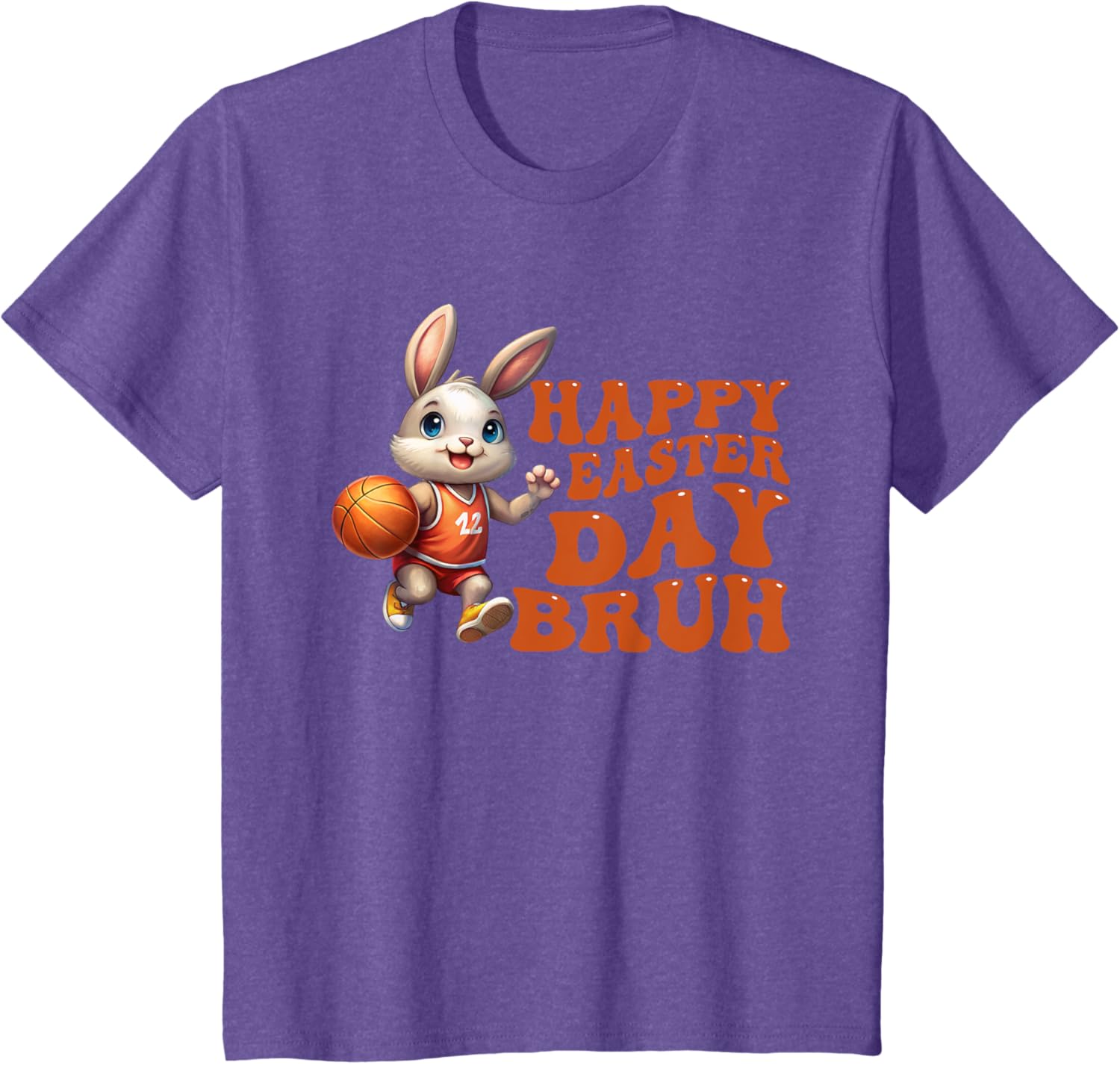 Bruh Bunny Playing Basketball Happy Easter Day Boys Kids T-Shirt