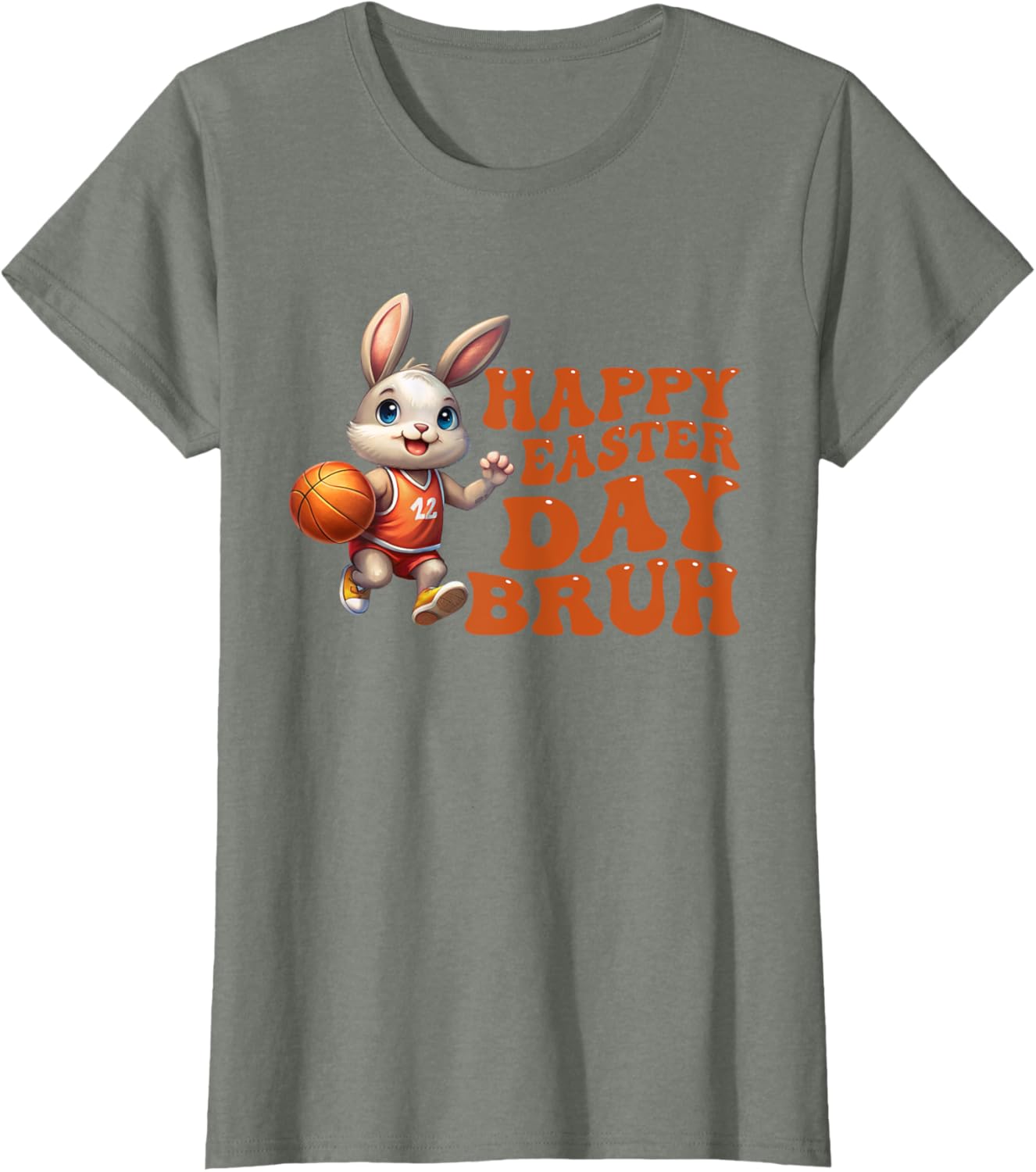 Bruh Bunny Playing Basketball Happy Easter Day Boys Kids T-Shirt