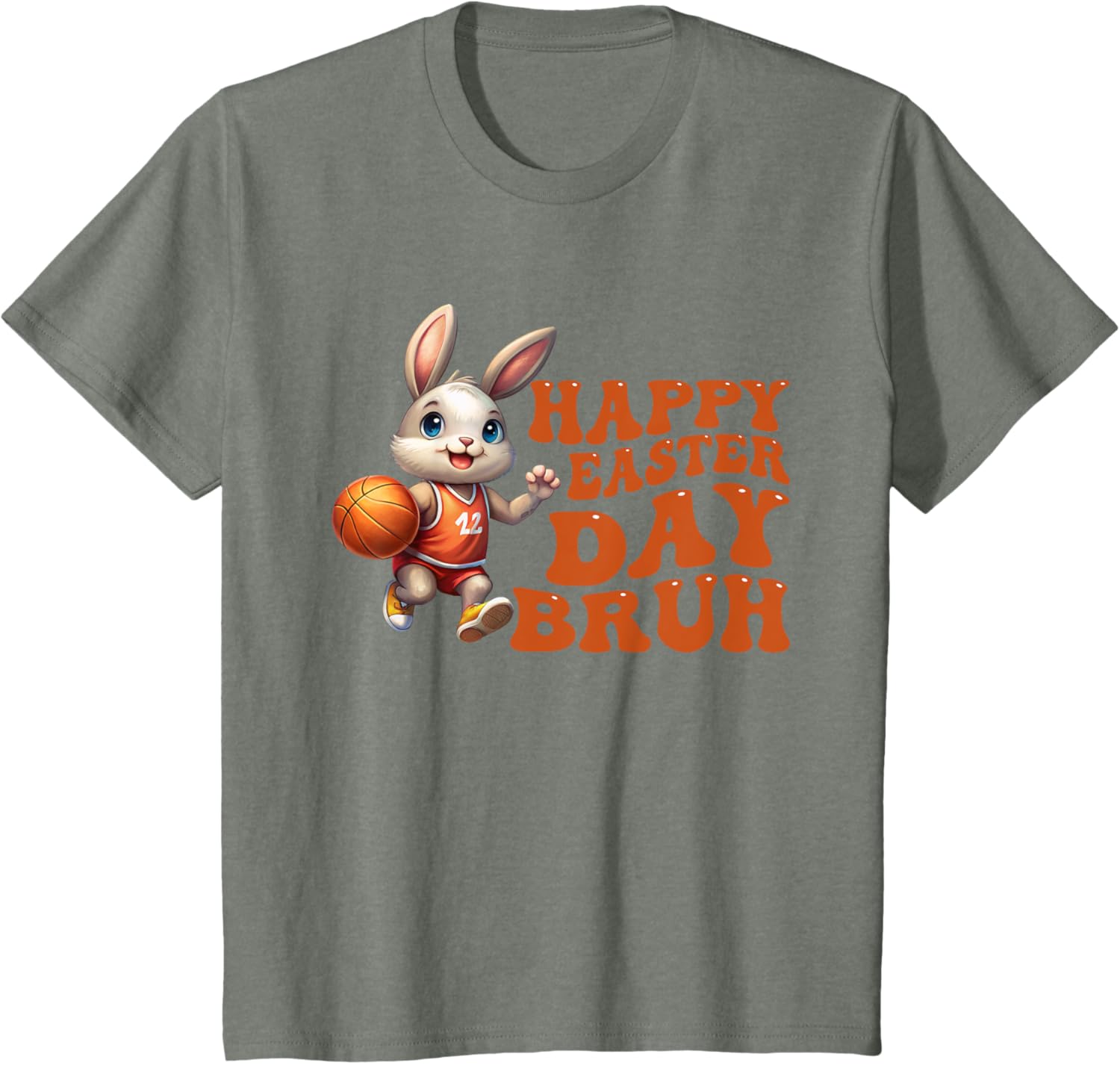 Bruh Bunny Playing Basketball Happy Easter Day Boys Kids T-Shirt