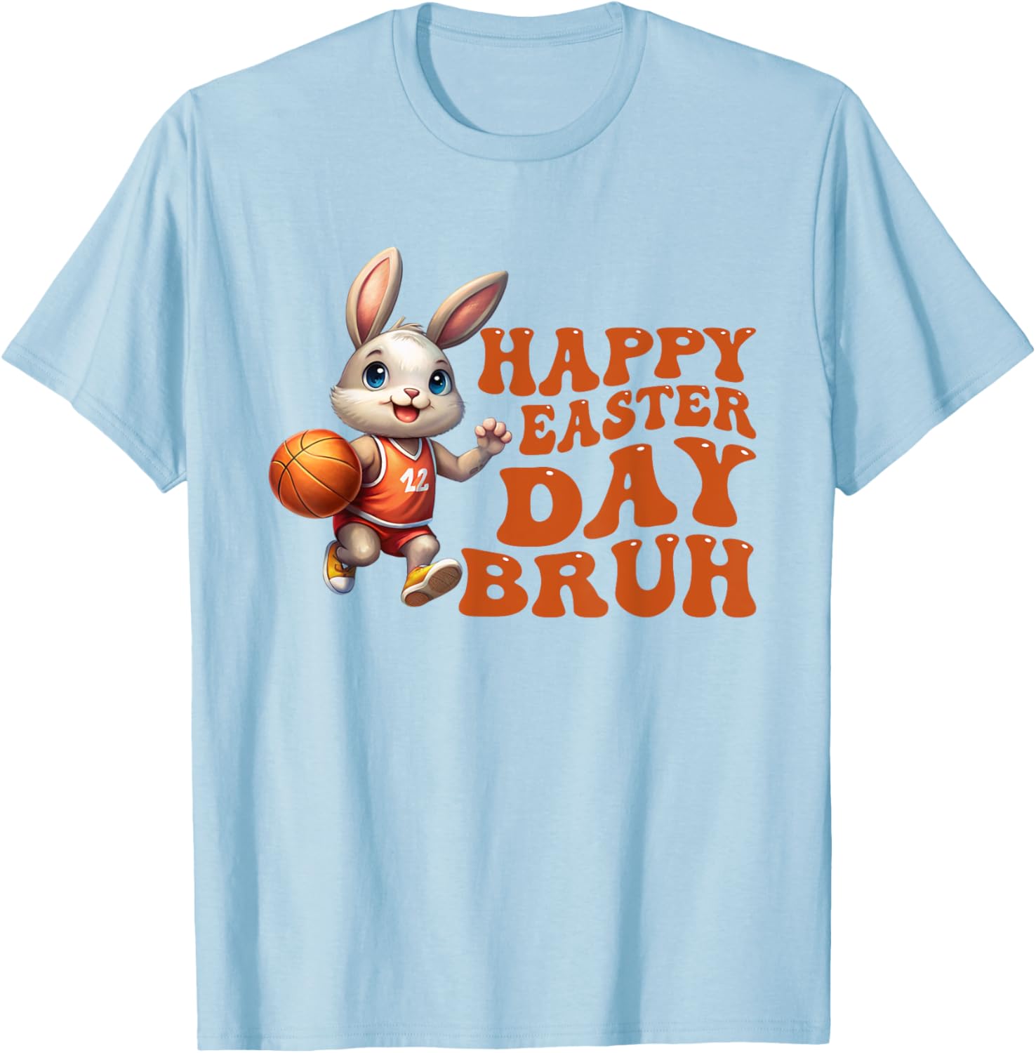 Bruh Bunny Playing Basketball Happy Easter Day Boys Kids T-Shirt