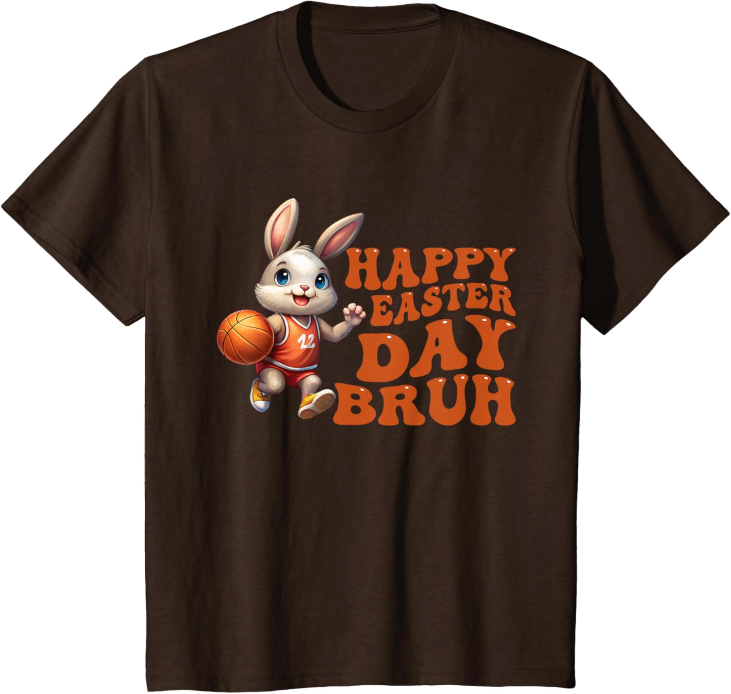 Bruh Bunny Playing Basketball Happy Easter Day Boys Kids T-Shirt