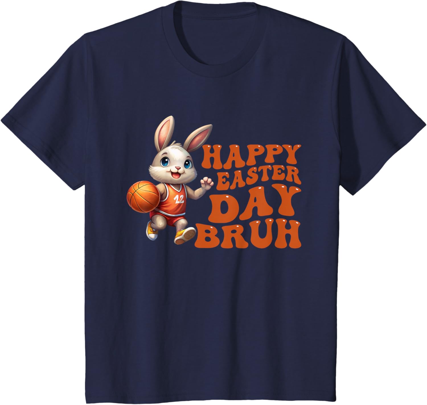 Bruh Bunny Playing Basketball Happy Easter Day Boys Kids T-Shirt