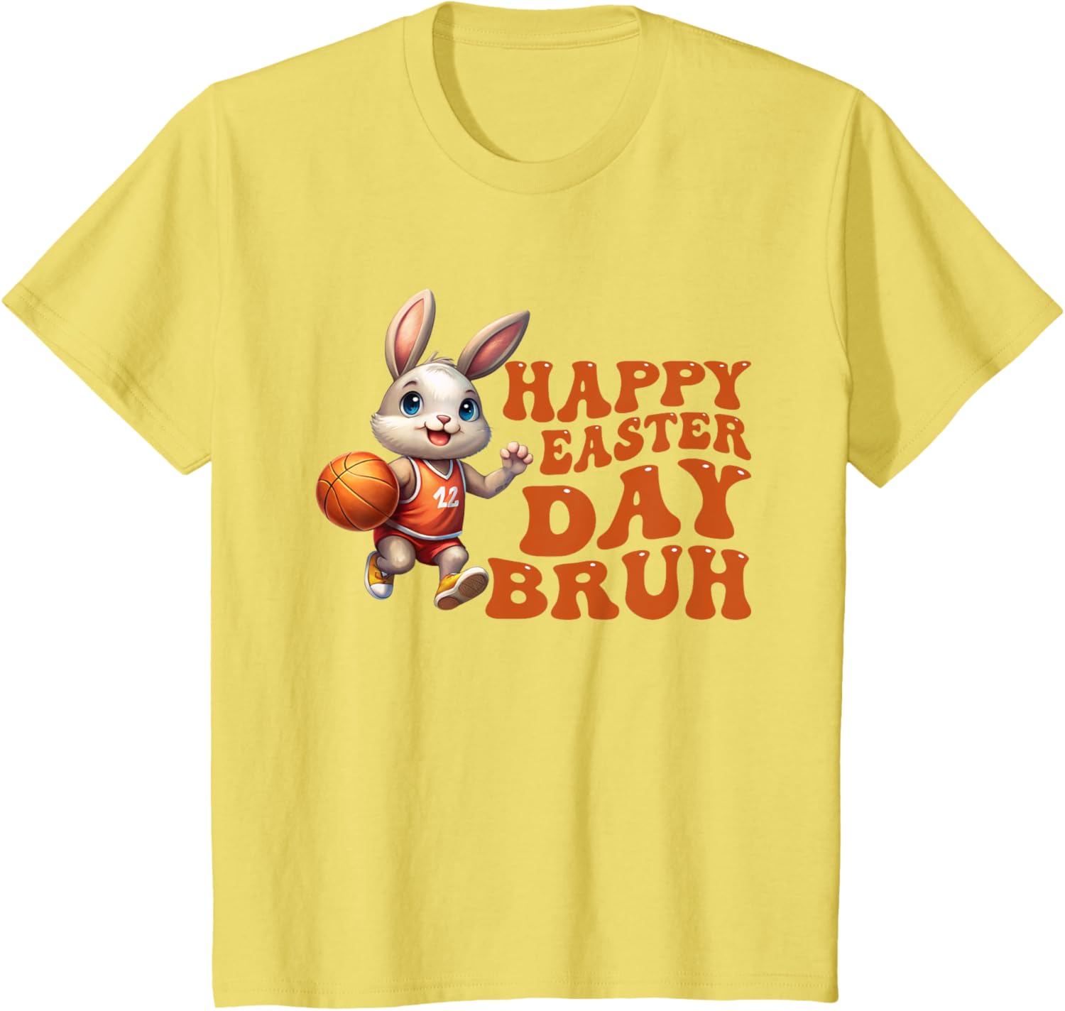 Bruh Bunny Playing Basketball Happy Easter Day Boys Kids T-Shirt