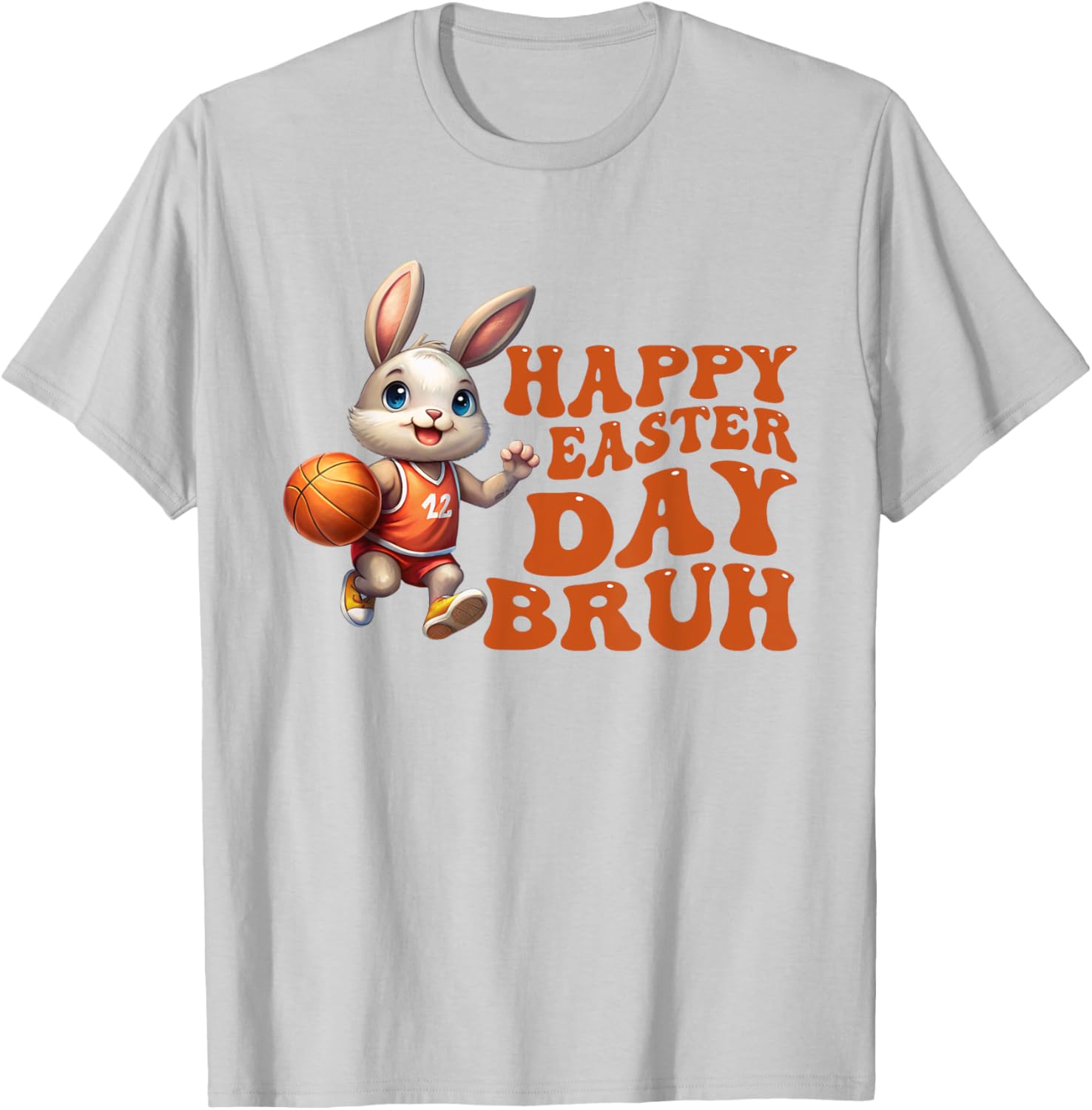 Bruh Bunny Playing Basketball Happy Easter Day Boys Kids T-Shirt