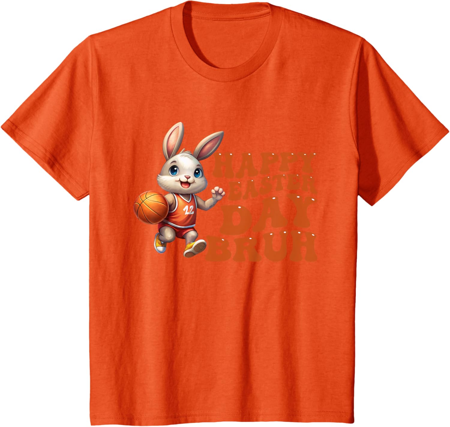 Bruh Bunny Playing Basketball Happy Easter Day Boys Kids T-Shirt