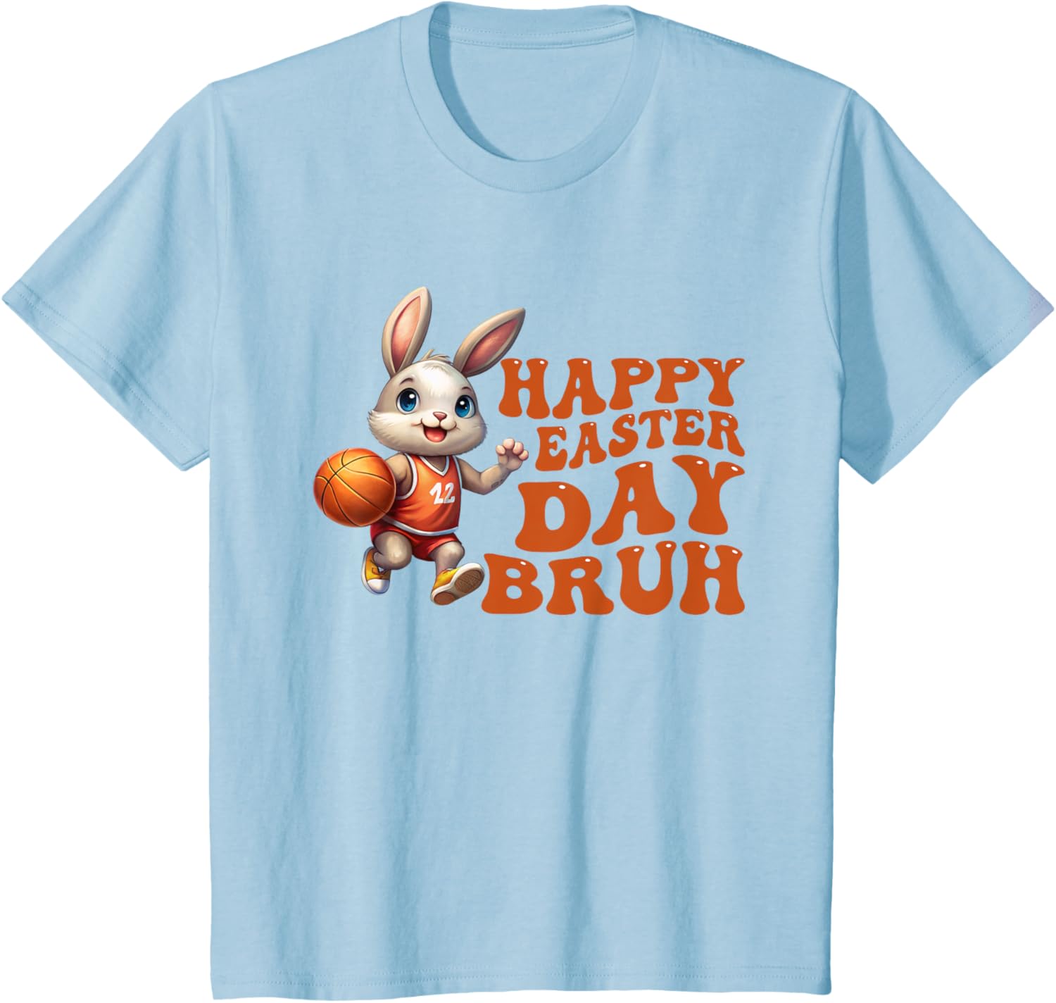 Bruh Bunny Playing Basketball Happy Easter Day Boys Kids T-Shirt