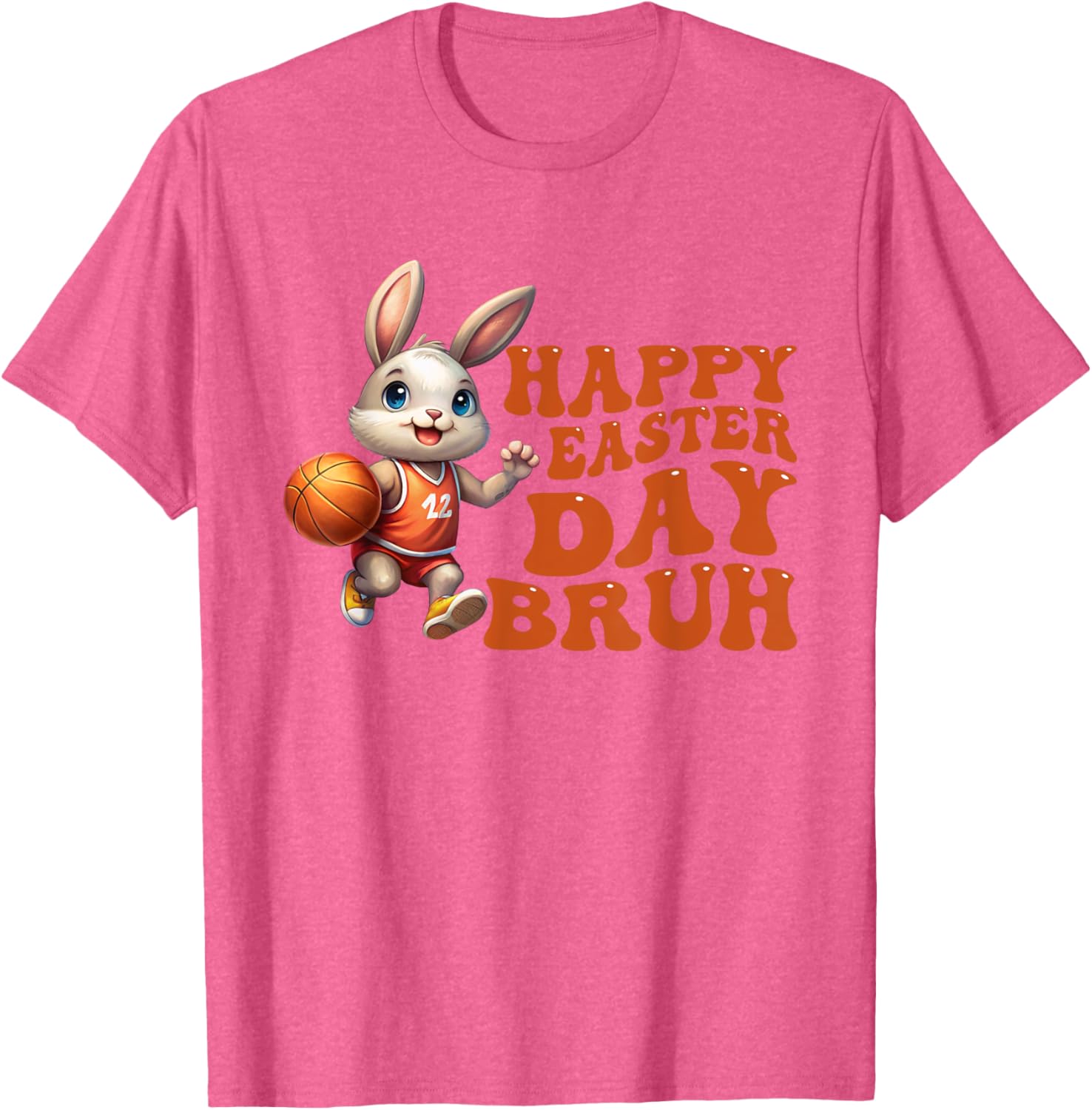 Bruh Bunny Playing Basketball Happy Easter Day Boys Kids T-Shirt