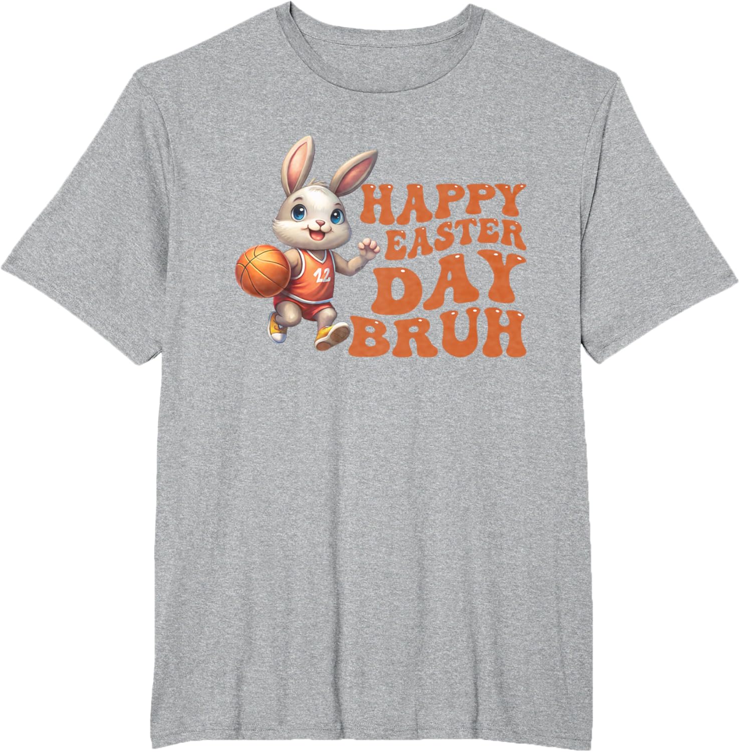 Bruh Bunny Playing Basketball Happy Easter Day Boys Kids T-Shirt