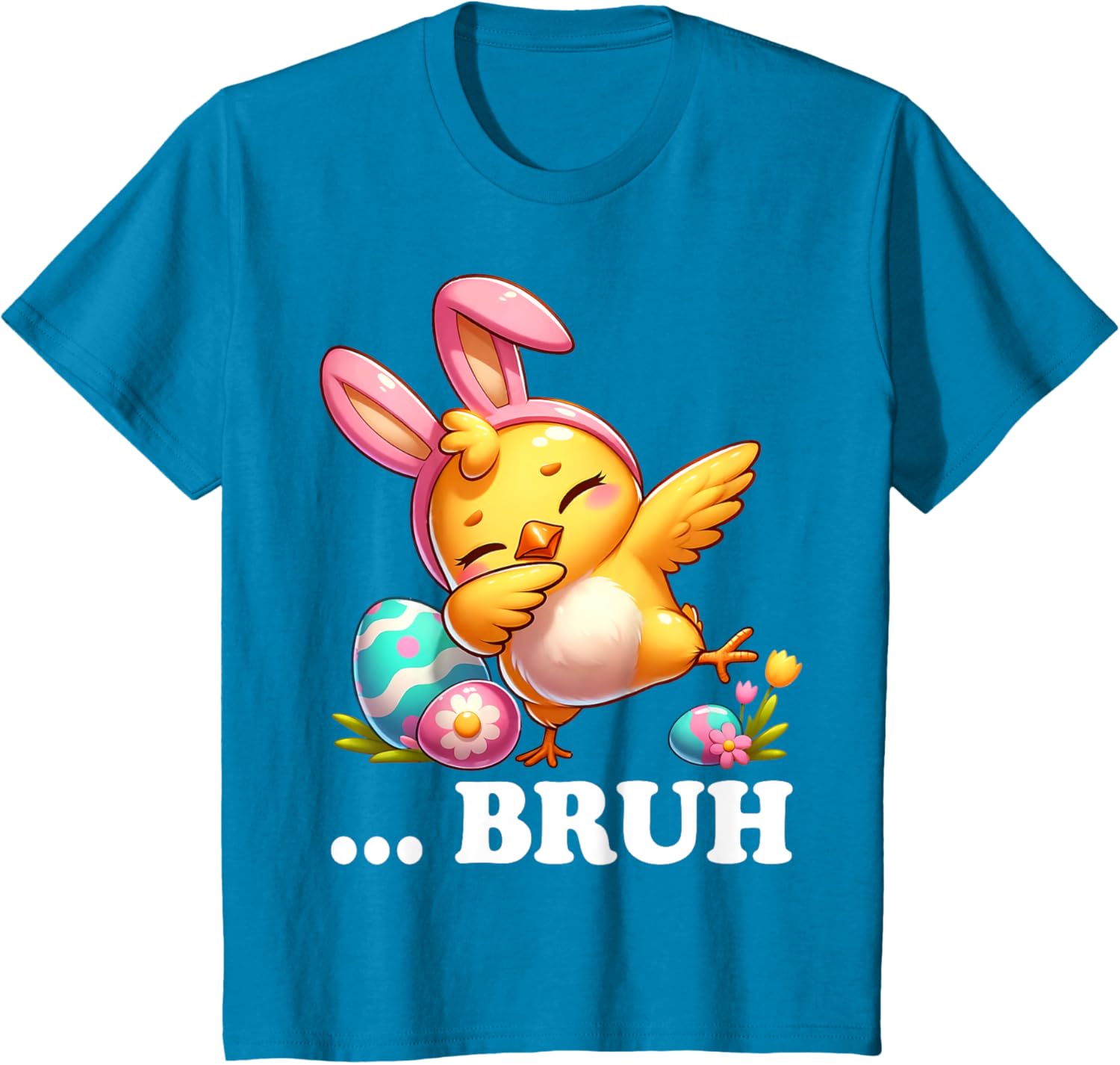 Bruh Chick Dabbing Happy Easter Day Eggs Boys Girls Kids T-Shirt