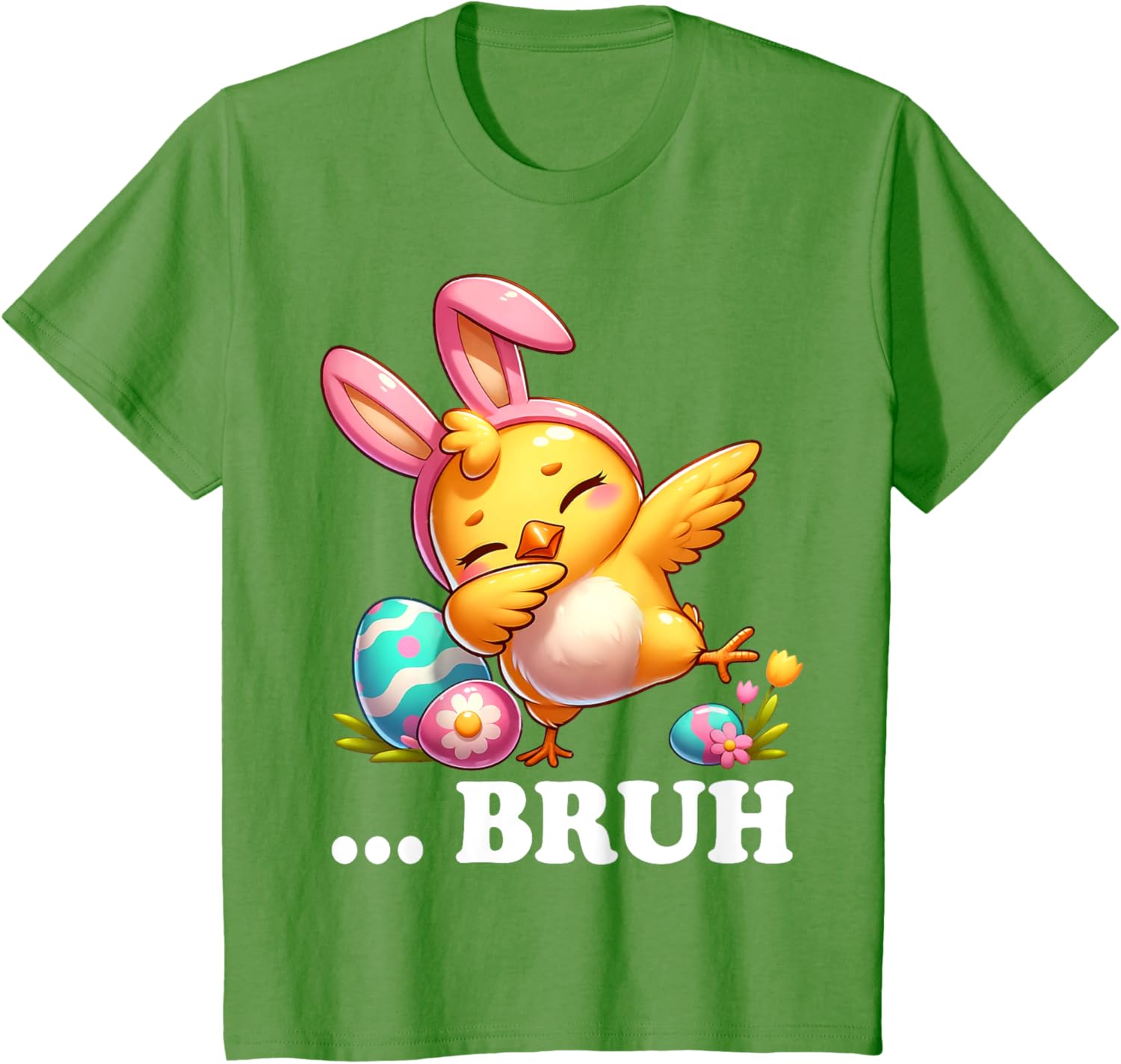 Bruh Chick Dabbing Happy Easter Day Eggs Boys Girls Kids T-Shirt