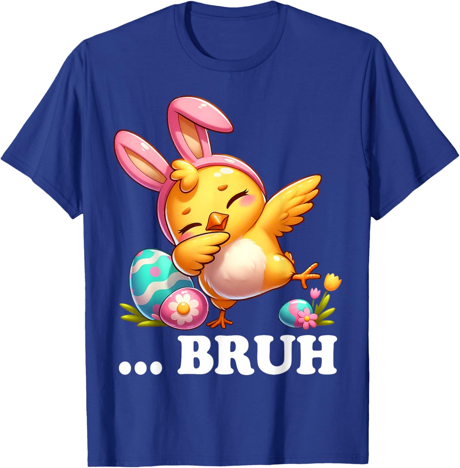 Bruh Chick Dabbing Happy Easter Day Eggs Boys Girls Kids T-Shirt