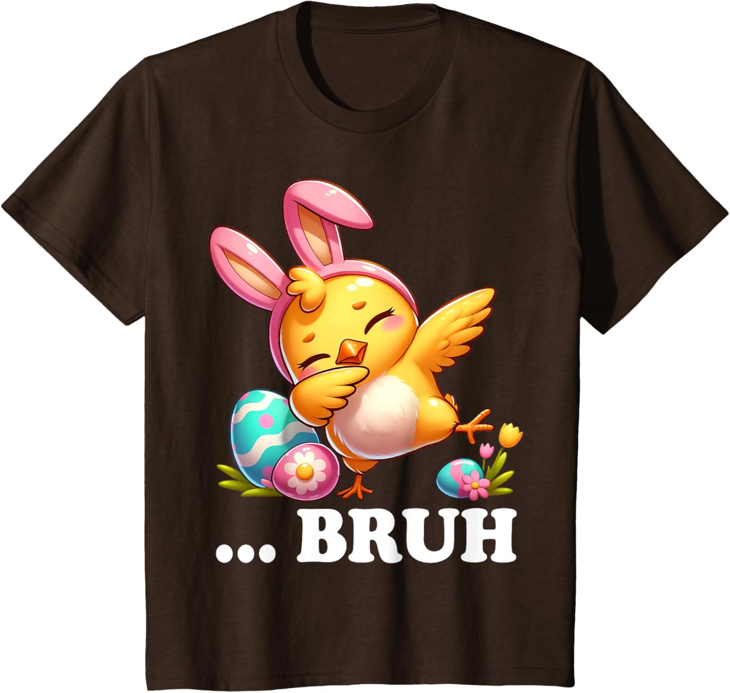 Bruh Chick Dabbing Happy Easter Day Eggs Boys Girls Kids T-Shirt