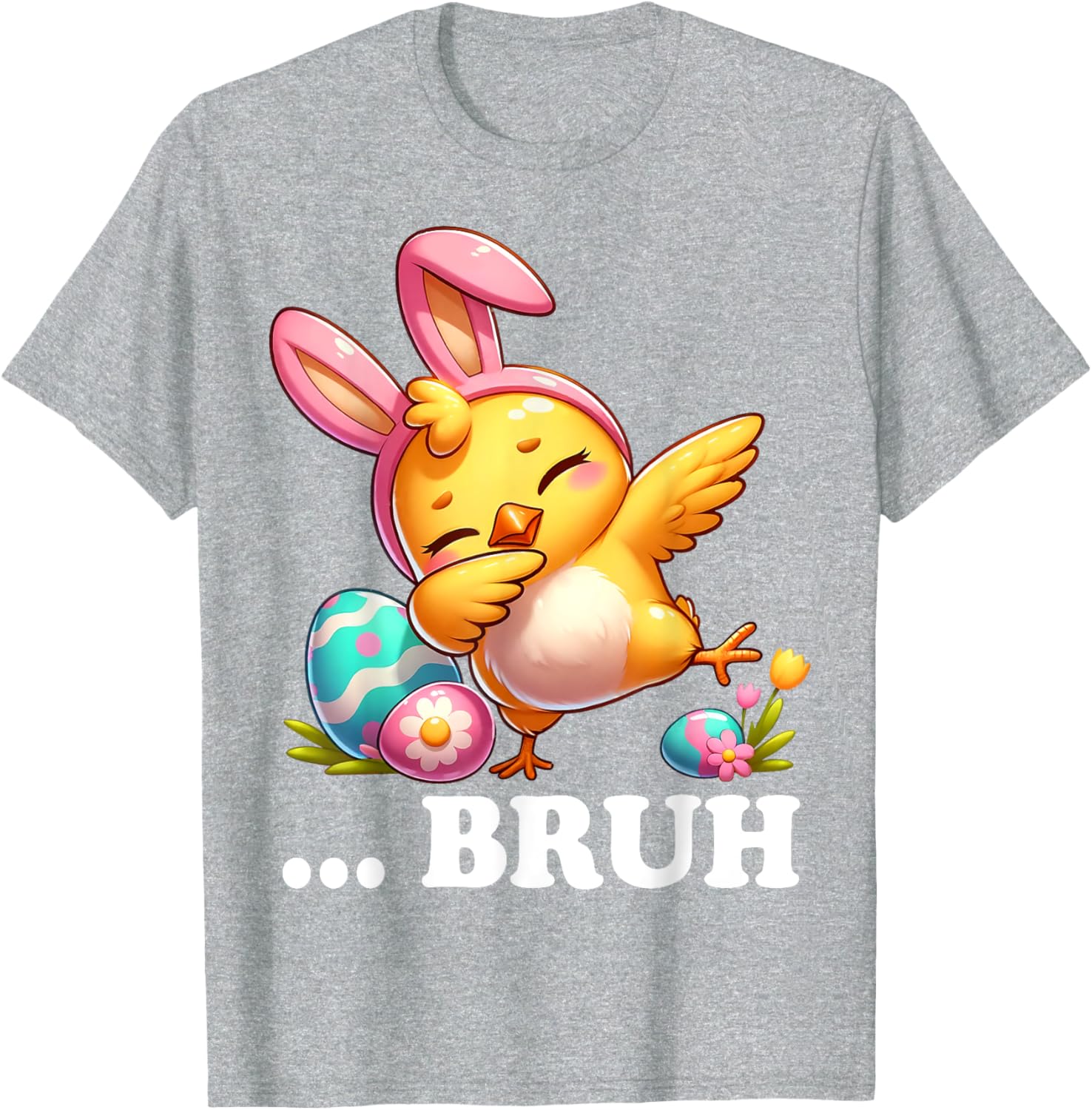 Bruh Chick Dabbing Happy Easter Day Eggs Boys Girls Kids T-Shirt