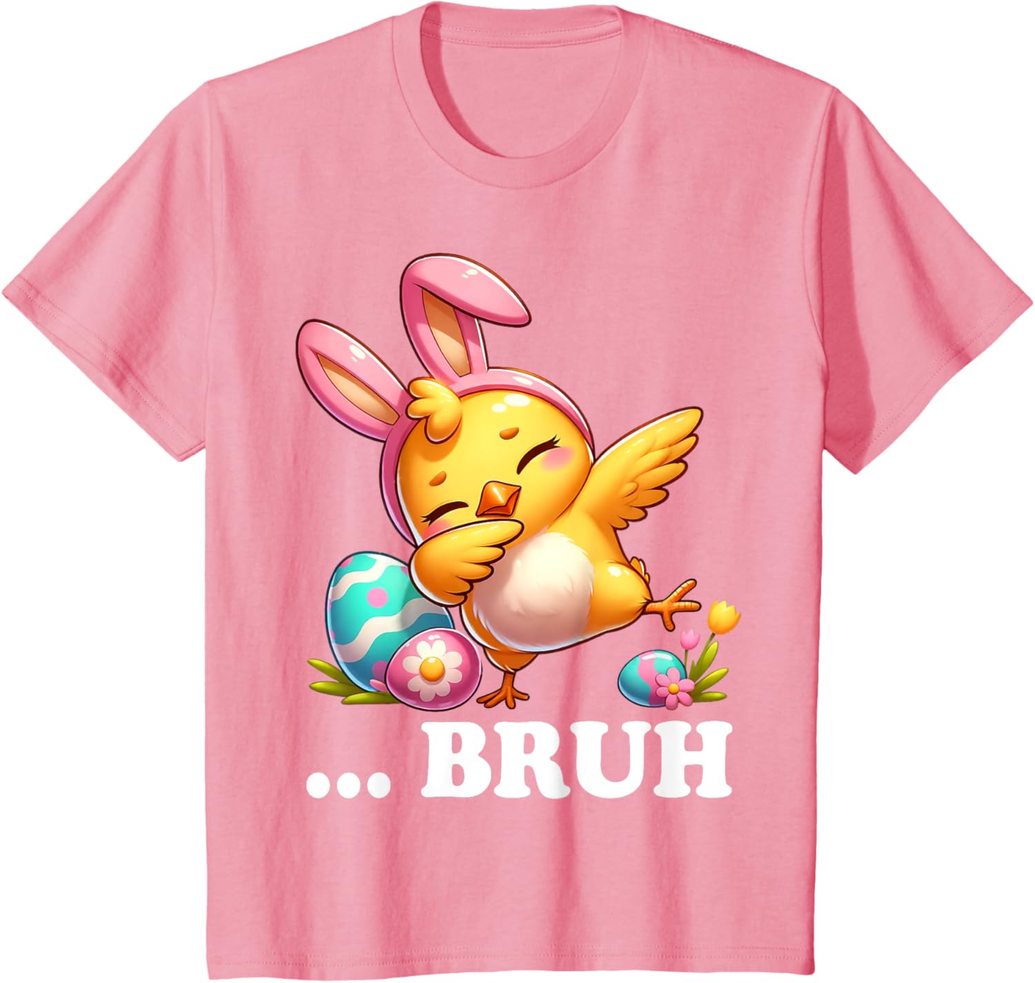 Bruh Chick Dabbing Happy Easter Day Eggs Boys Girls Kids T-Shirt