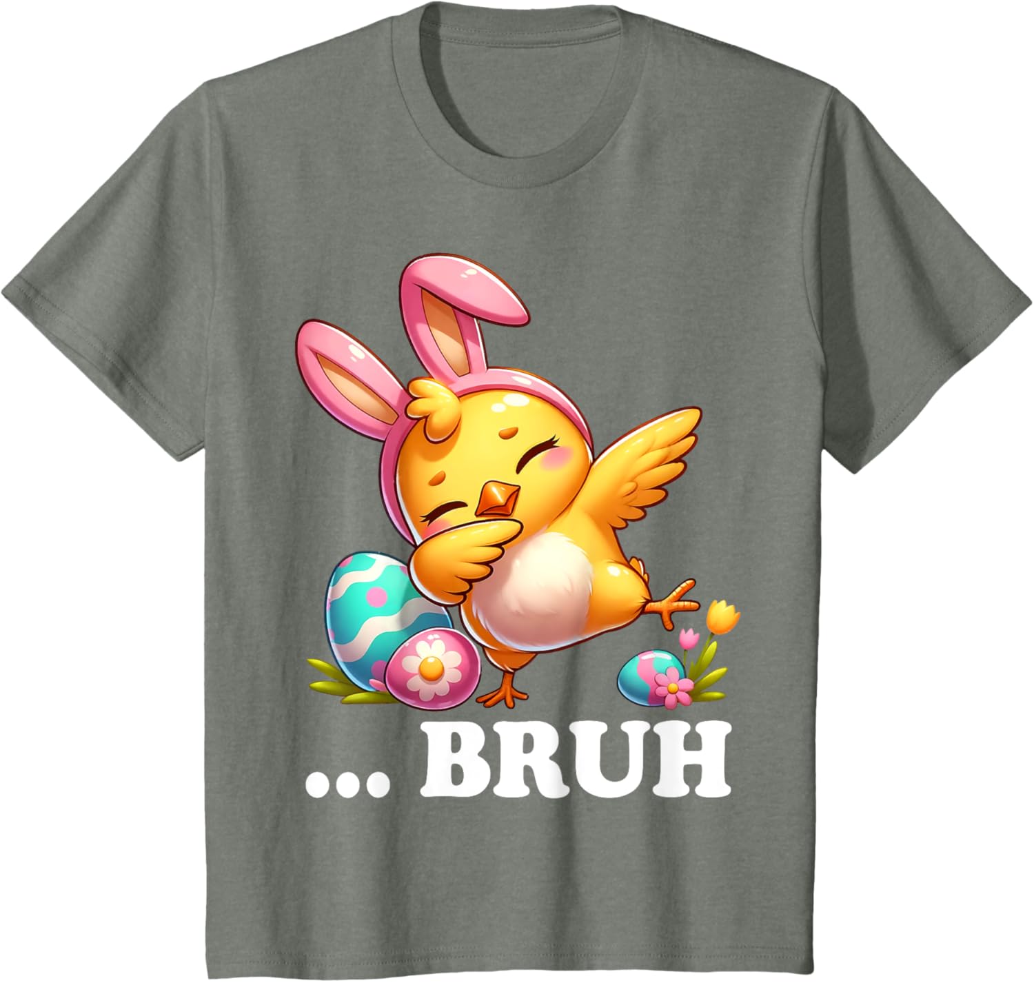 Bruh Chick Dabbing Happy Easter Day Eggs Boys Girls Kids T-Shirt