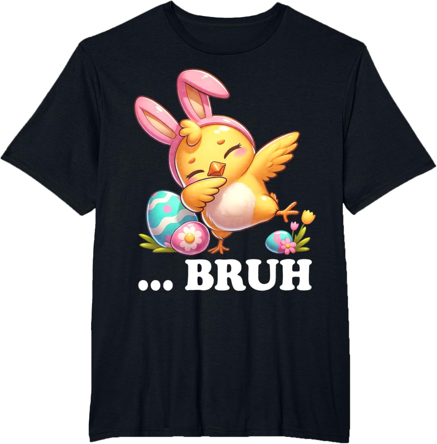 Bruh Chick Dabbing Happy Easter Day Eggs Boys Girls Kids T-Shirt