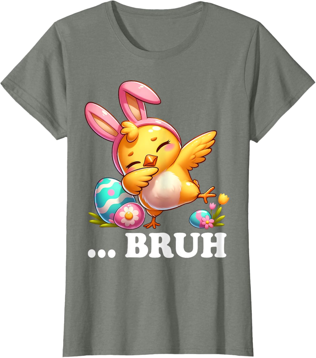 Bruh Chick Dabbing Happy Easter Day Eggs Boys Girls Kids T-Shirt