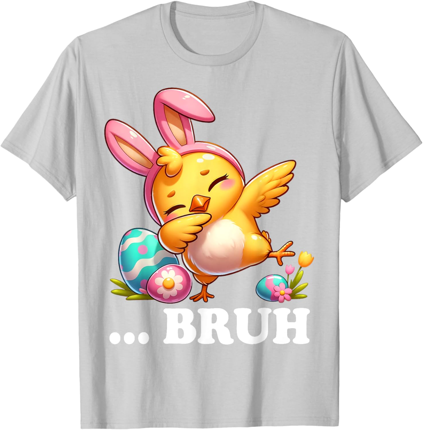 Bruh Chick Dabbing Happy Easter Day Eggs Boys Girls Kids T-Shirt