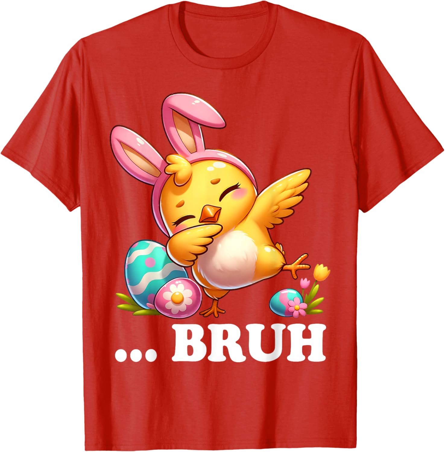 Bruh Chick Dabbing Happy Easter Day Eggs Boys Girls Kids T-Shirt