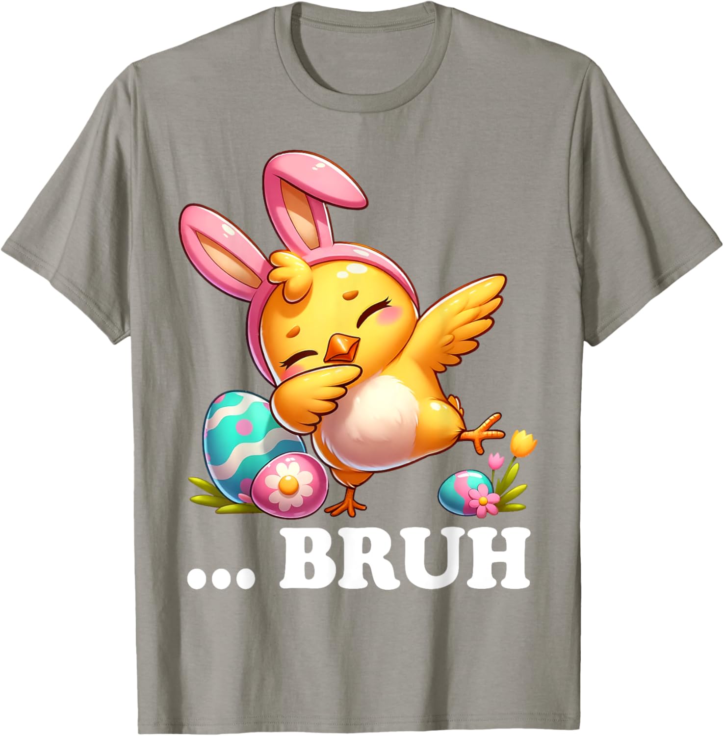 Bruh Chick Dabbing Happy Easter Day Eggs Boys Girls Kids T-Shirt