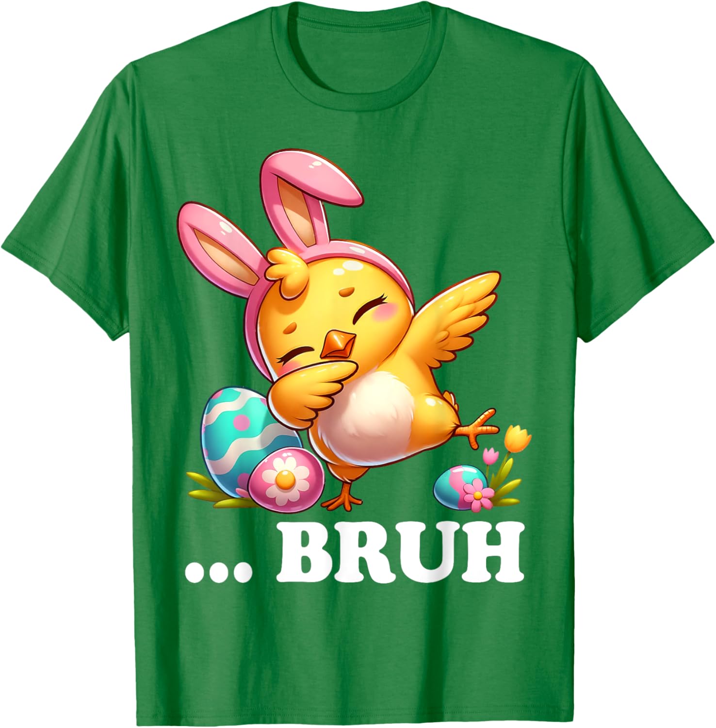 Bruh Chick Dabbing Happy Easter Day Eggs Boys Girls Kids T-Shirt