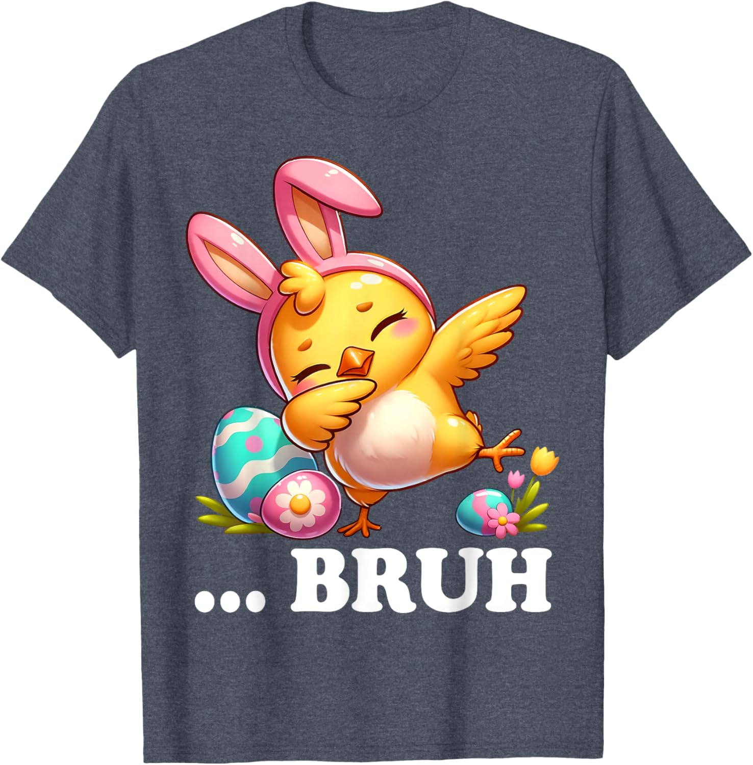 Bruh Chick Dabbing Happy Easter Day Eggs Boys Girls Kids T-Shirt