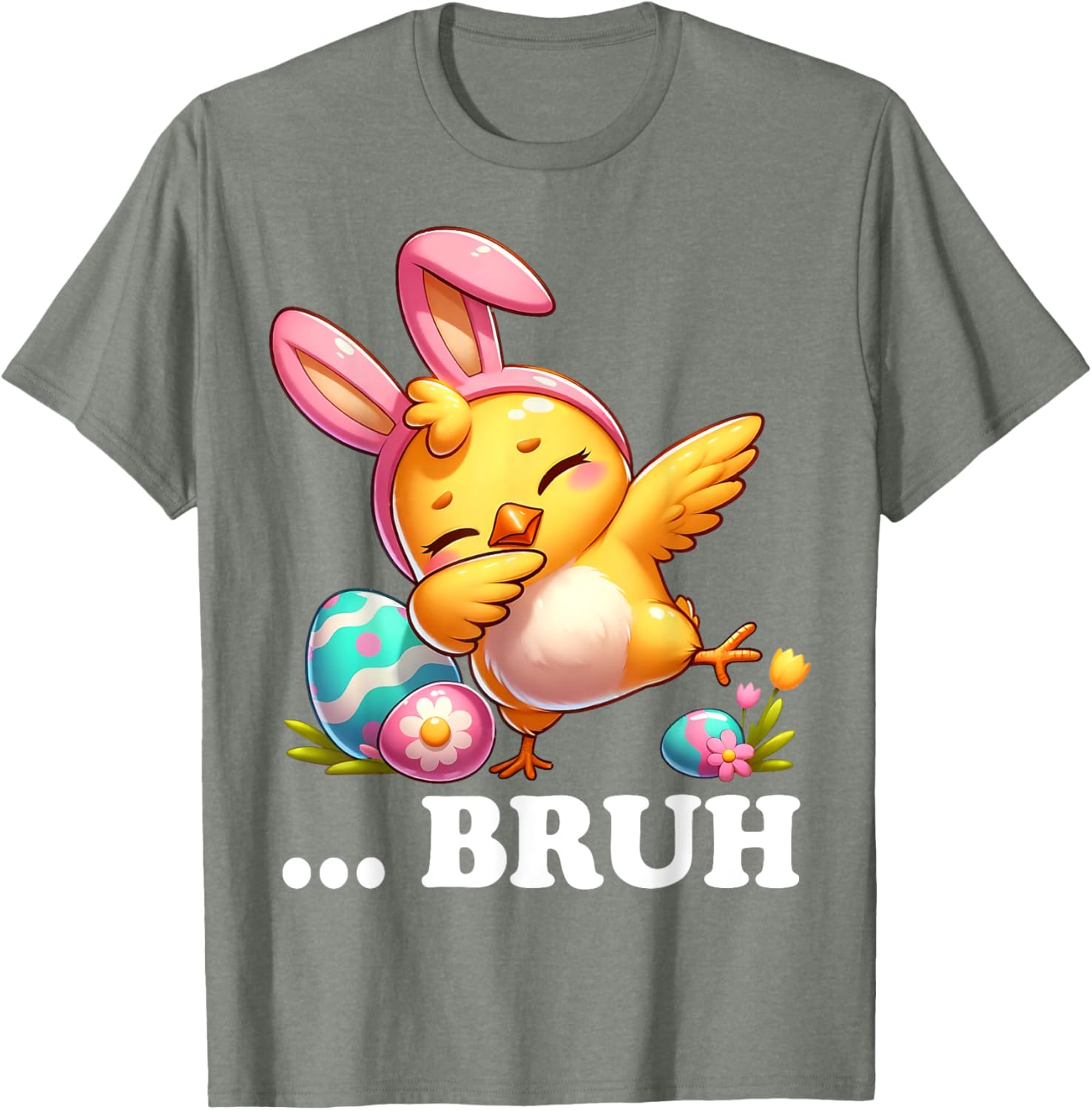 Bruh Chick Dabbing Happy Easter Day Eggs Boys Girls Kids T-Shirt