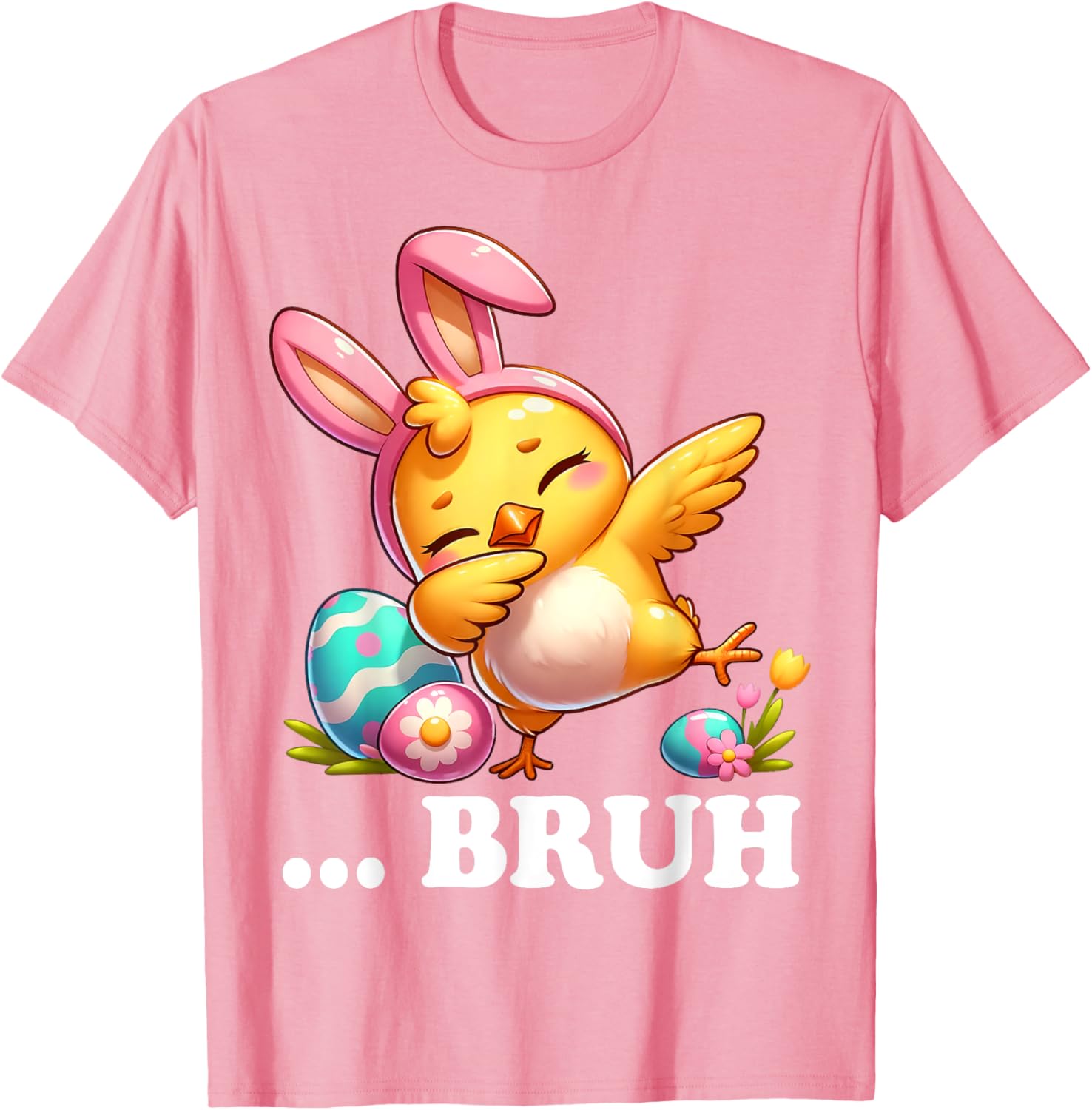 Bruh Chick Dabbing Happy Easter Day Eggs Boys Girls Kids T-Shirt