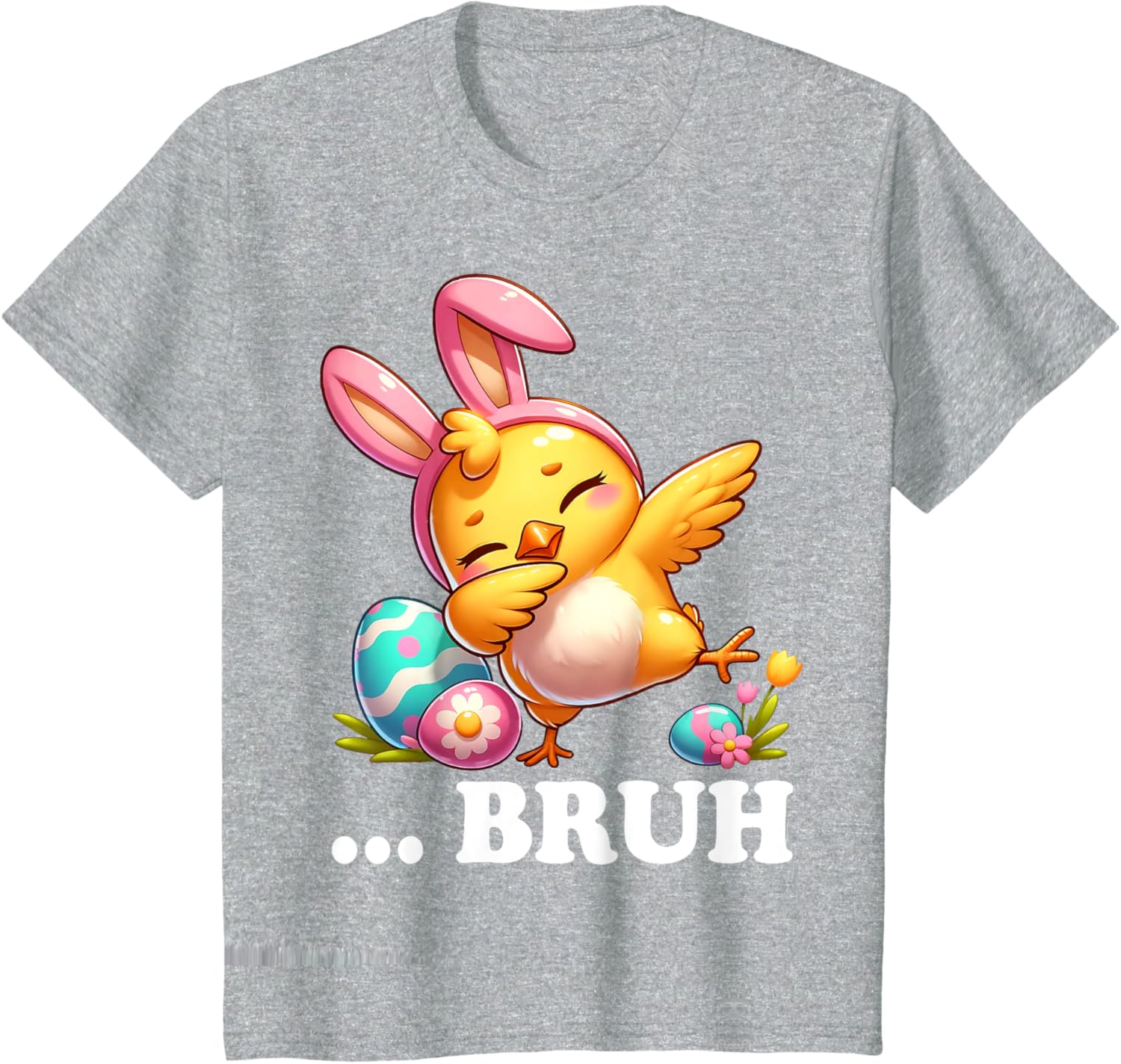 Bruh Chick Dabbing Happy Easter Day Eggs Boys Girls Kids T-Shirt