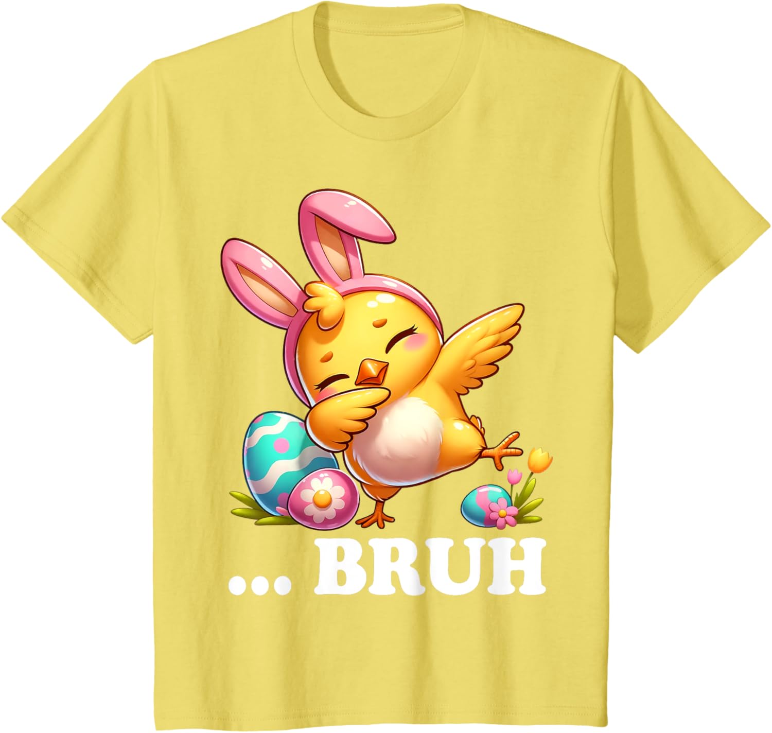 Bruh Chick Dabbing Happy Easter Day Eggs Boys Girls Kids T-Shirt