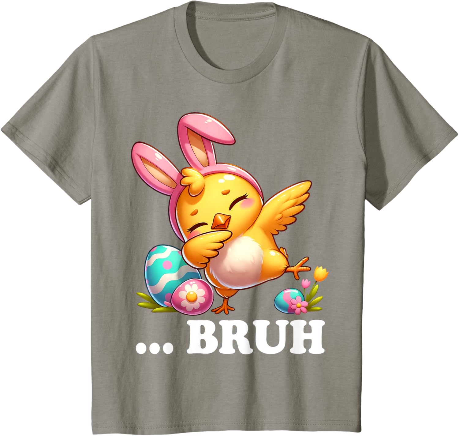 Bruh Chick Dabbing Happy Easter Day Eggs Boys Girls Kids T-Shirt