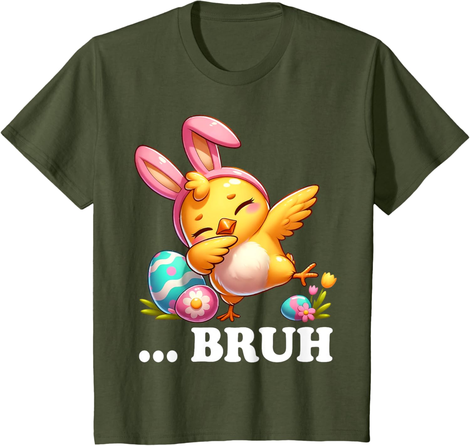 Bruh Chick Dabbing Happy Easter Day Eggs Boys Girls Kids T-Shirt