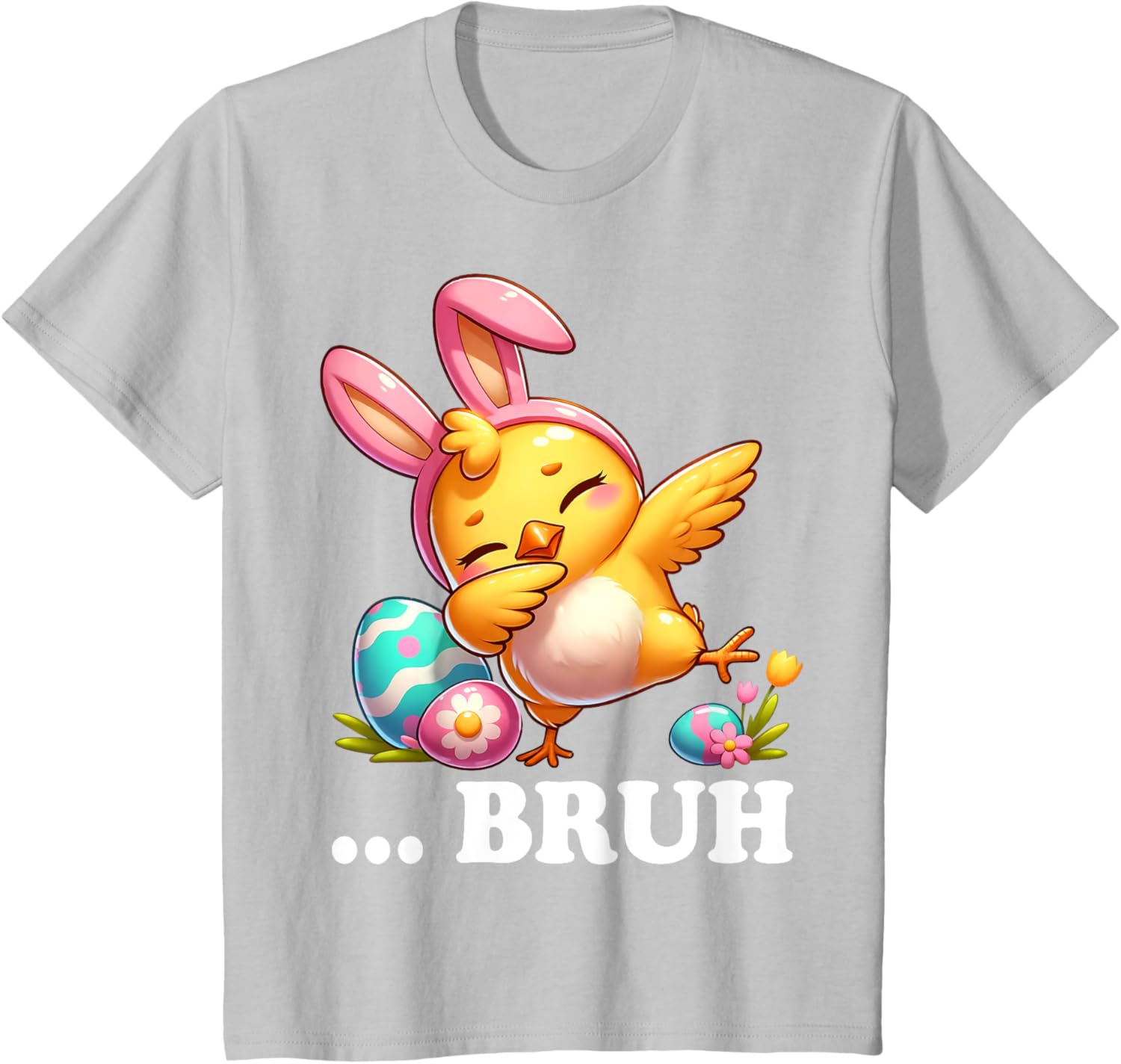 Bruh Chick Dabbing Happy Easter Day Eggs Boys Girls Kids T-Shirt