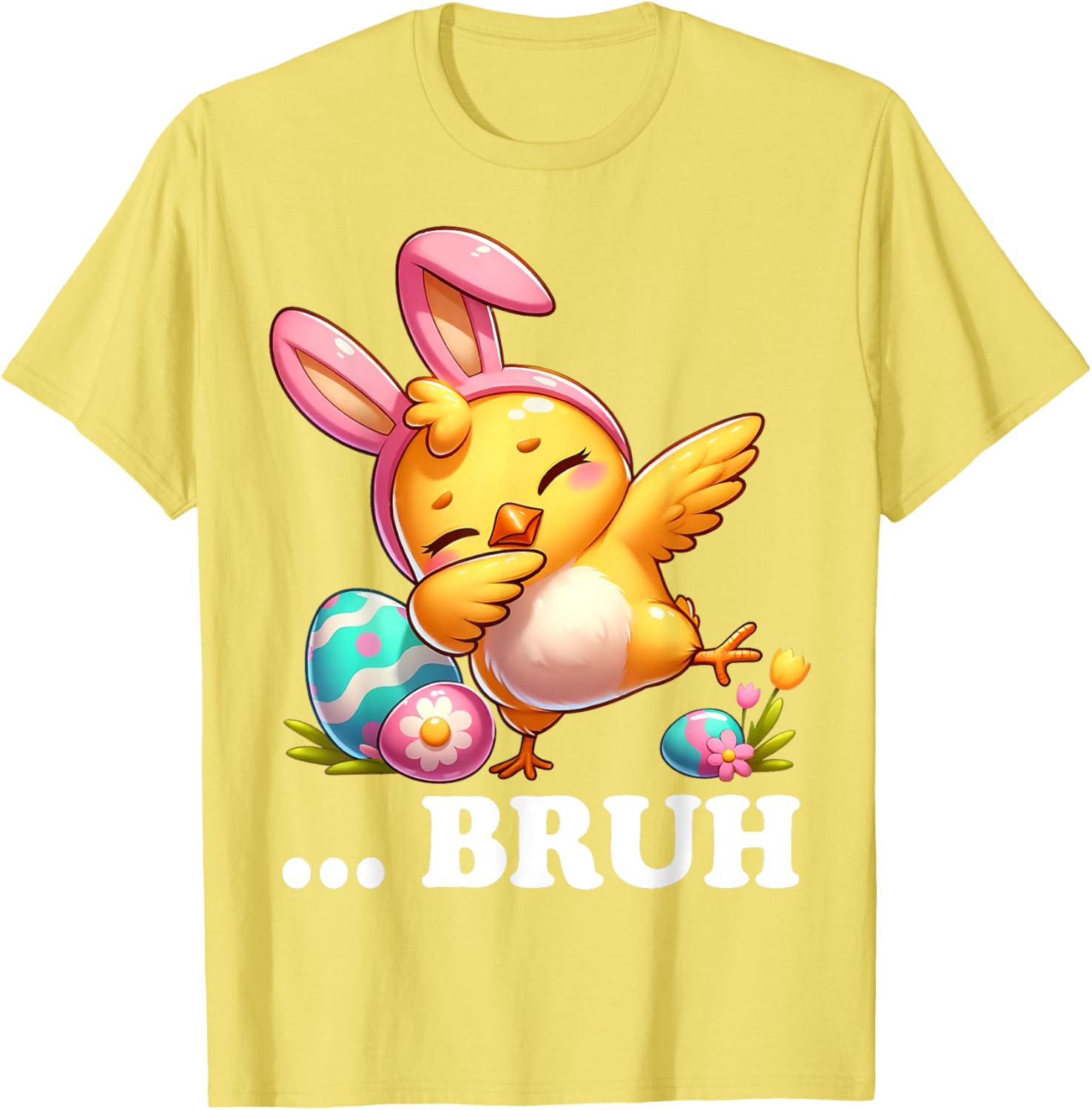 Bruh Chick Dabbing Happy Easter Day Eggs Boys Girls Kids T-Shirt