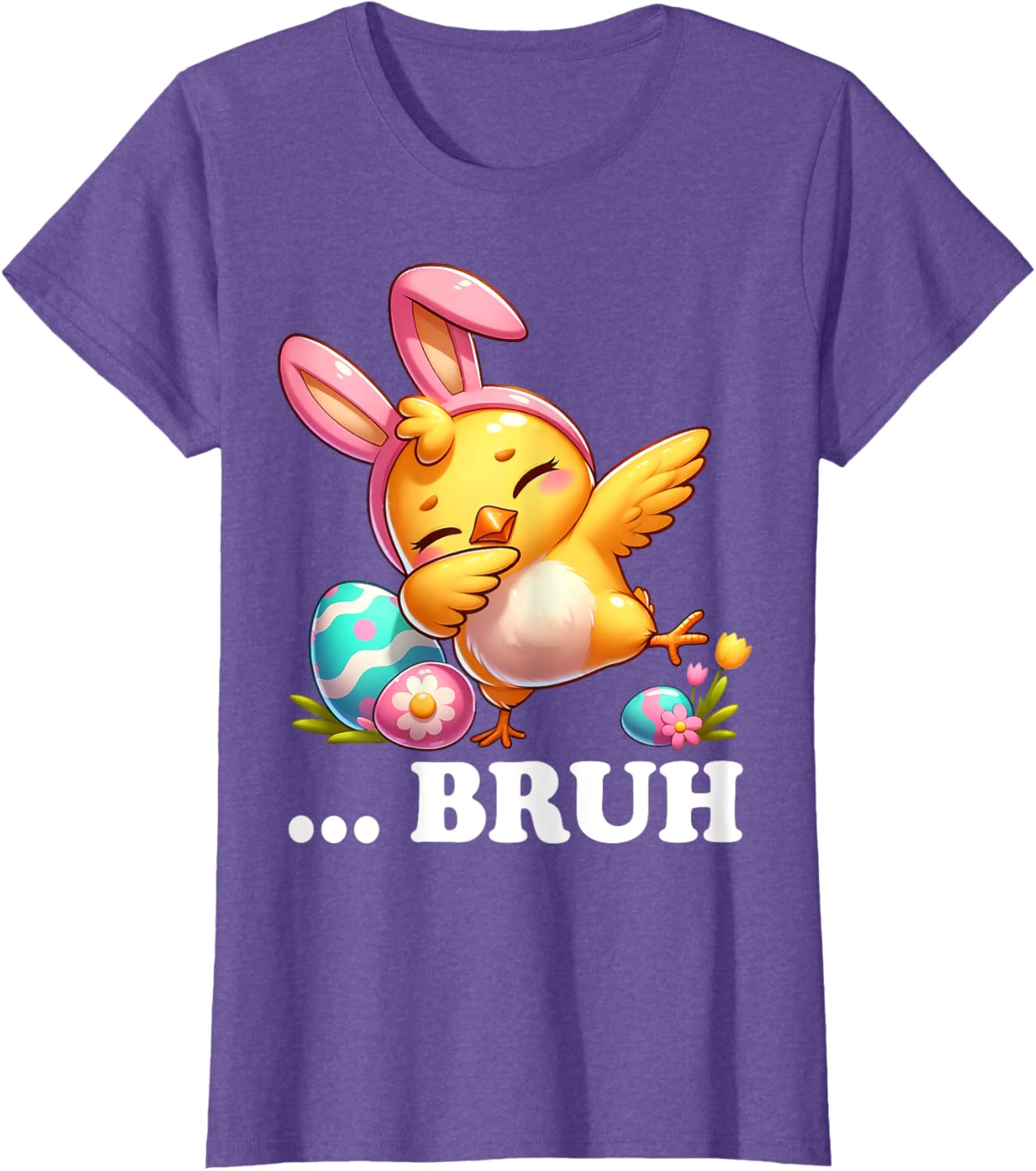 Bruh Chick Dabbing Happy Easter Day Eggs Boys Girls Kids T-Shirt