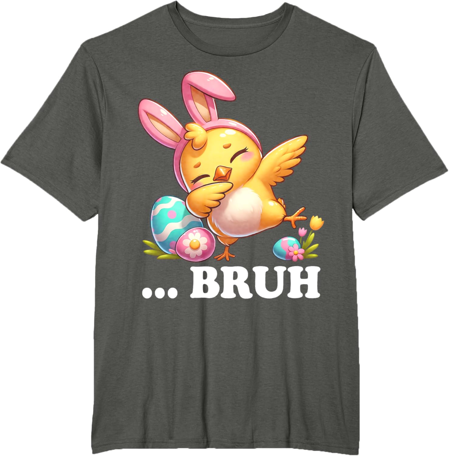 Bruh Chick Dabbing Happy Easter Day Eggs Boys Girls Kids T-Shirt