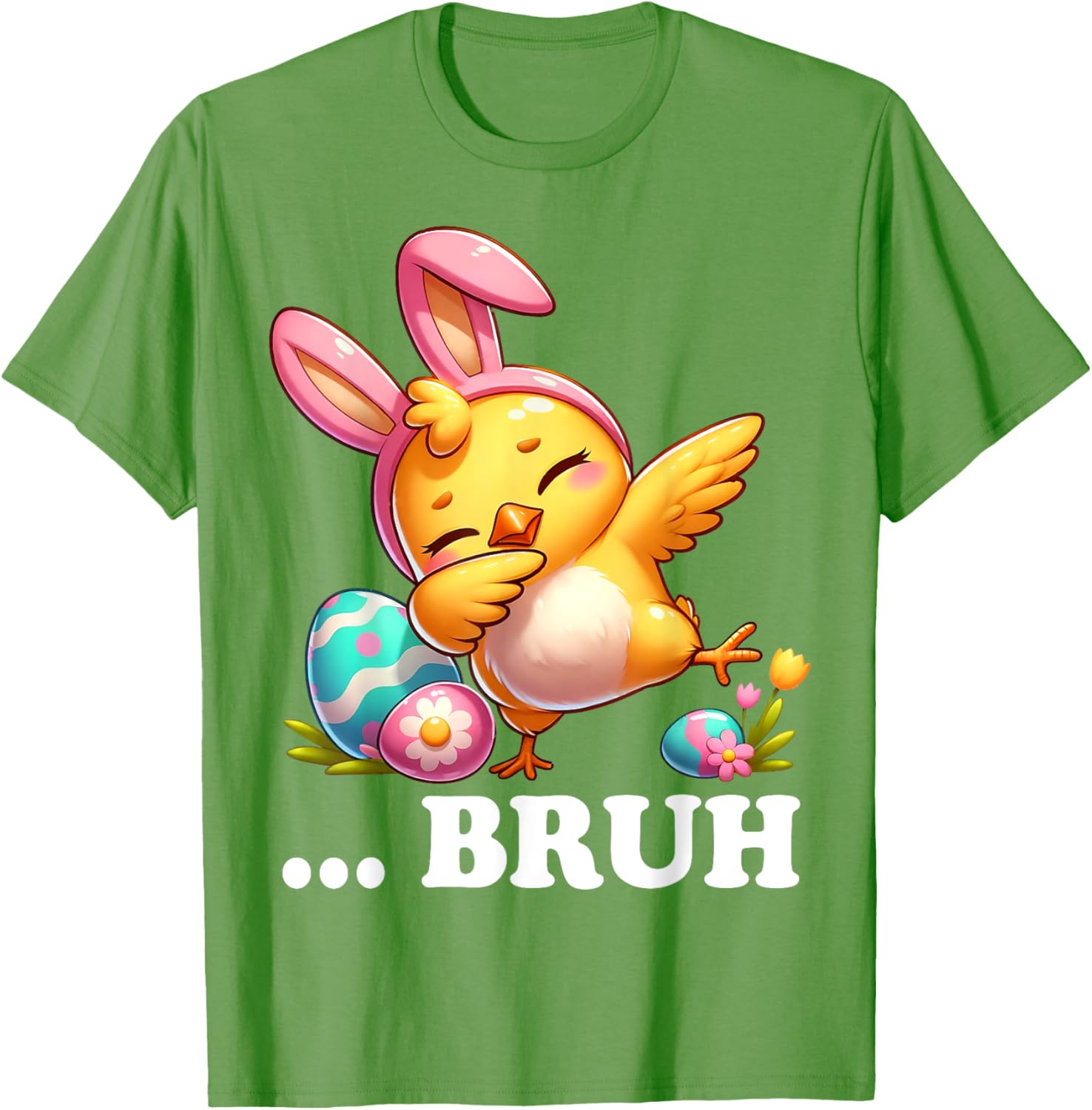 Bruh Chick Dabbing Happy Easter Day Eggs Boys Girls Kids T-Shirt