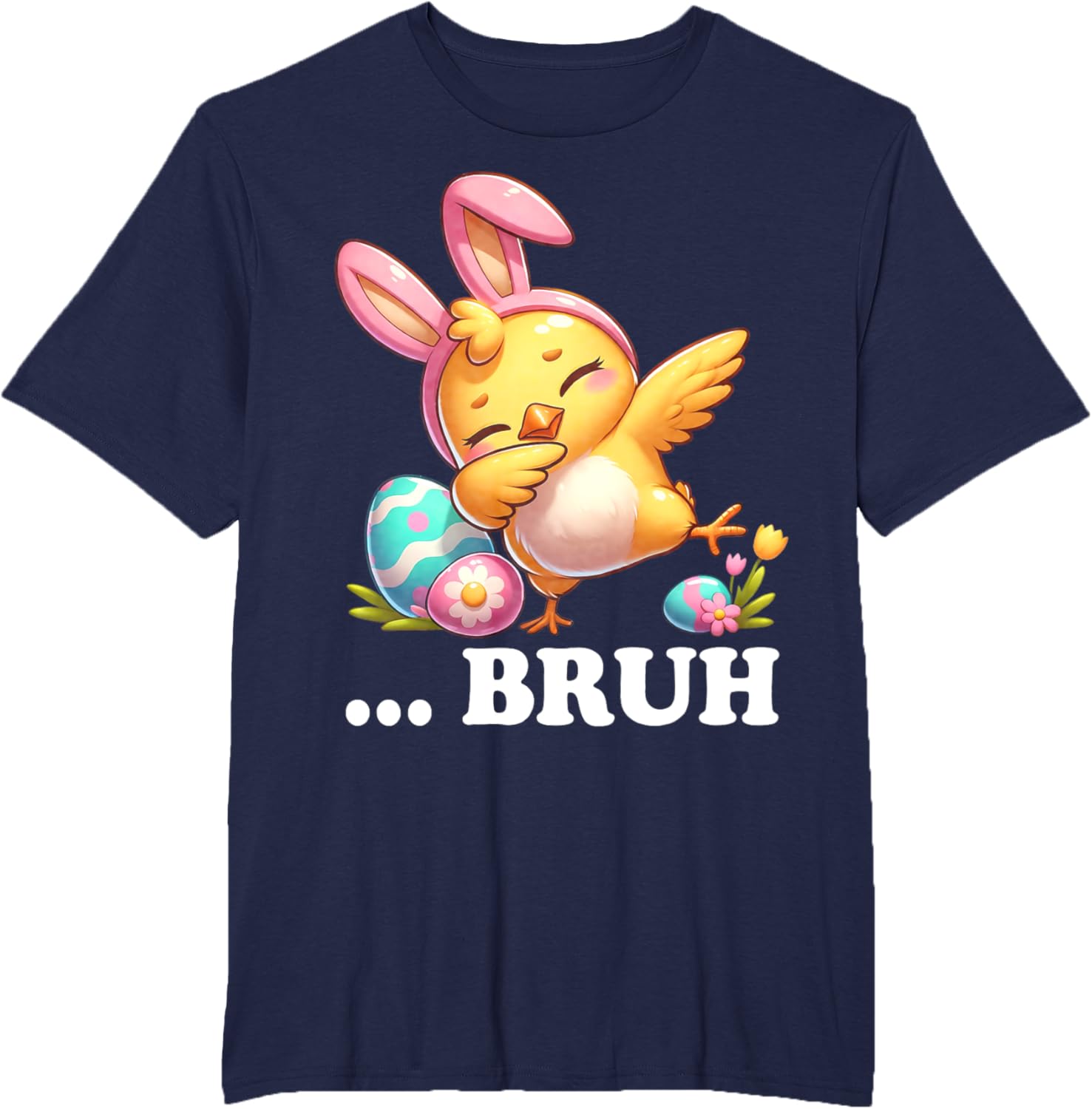 Bruh Chick Dabbing Happy Easter Day Eggs Boys Girls Kids T-Shirt