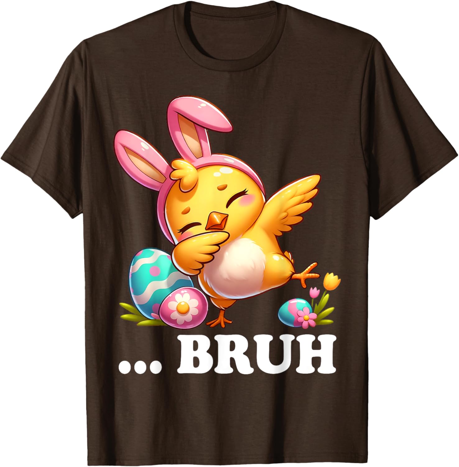 Bruh Chick Dabbing Happy Easter Day Eggs Boys Girls Kids T-Shirt