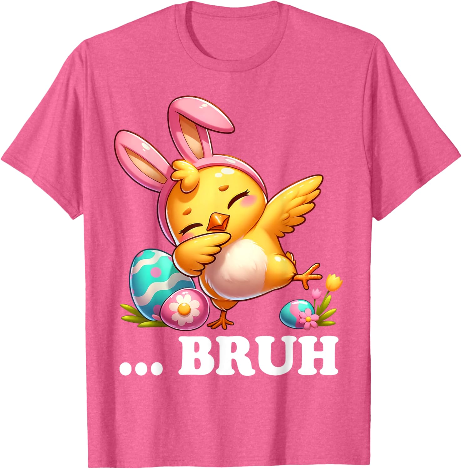 Bruh Chick Dabbing Happy Easter Day Eggs Boys Girls Kids T-Shirt