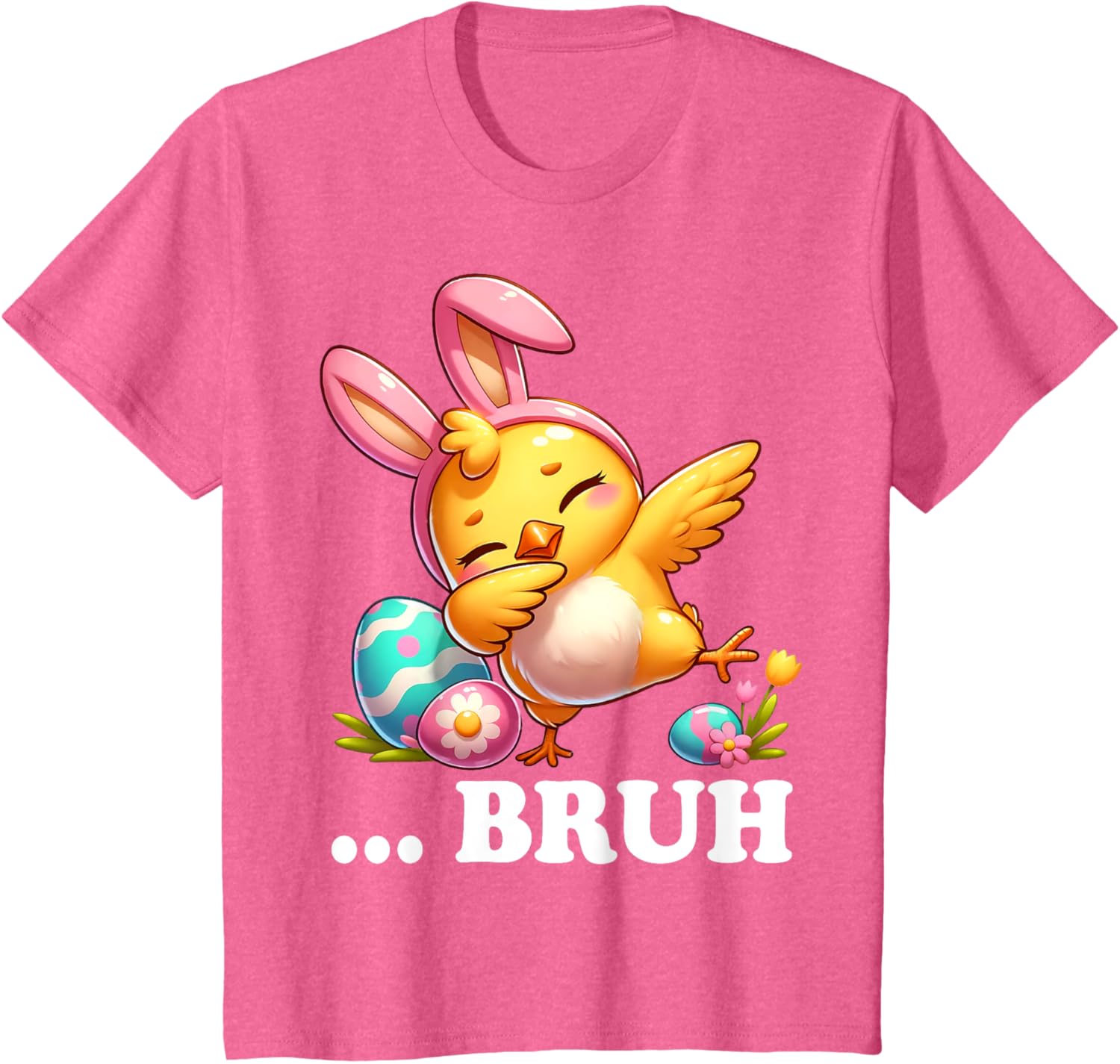 Bruh Chick Dabbing Happy Easter Day Eggs Boys Girls Kids T-Shirt