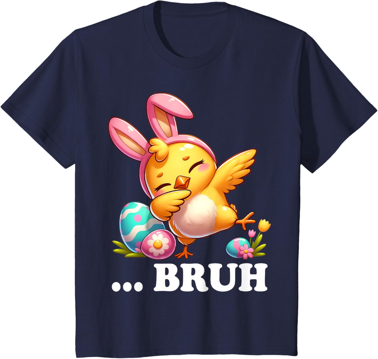 Bruh Chick Dabbing Happy Easter Day Eggs Boys Girls Kids T-Shirt