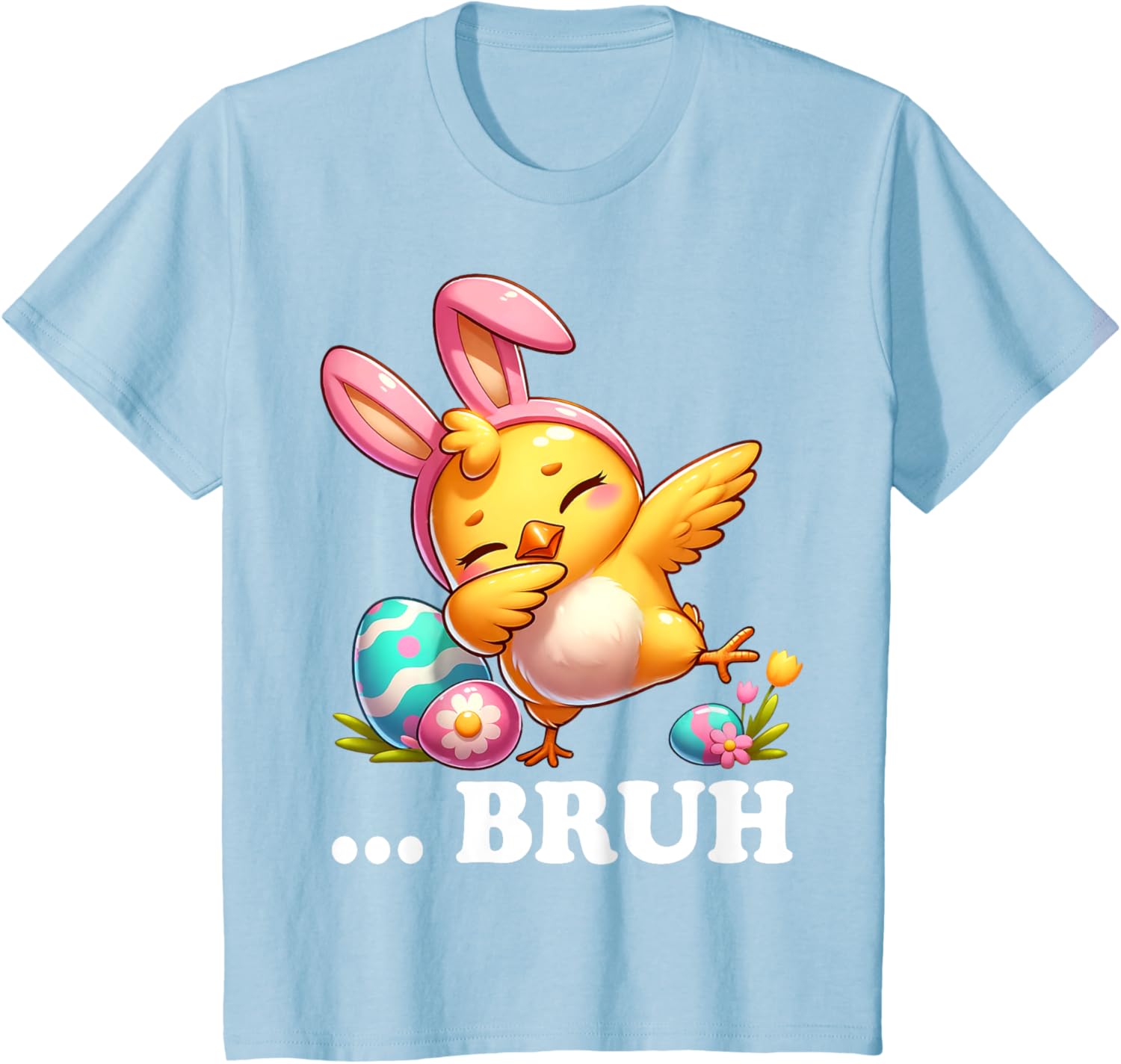 Bruh Chick Dabbing Happy Easter Day Eggs Boys Girls Kids T-Shirt