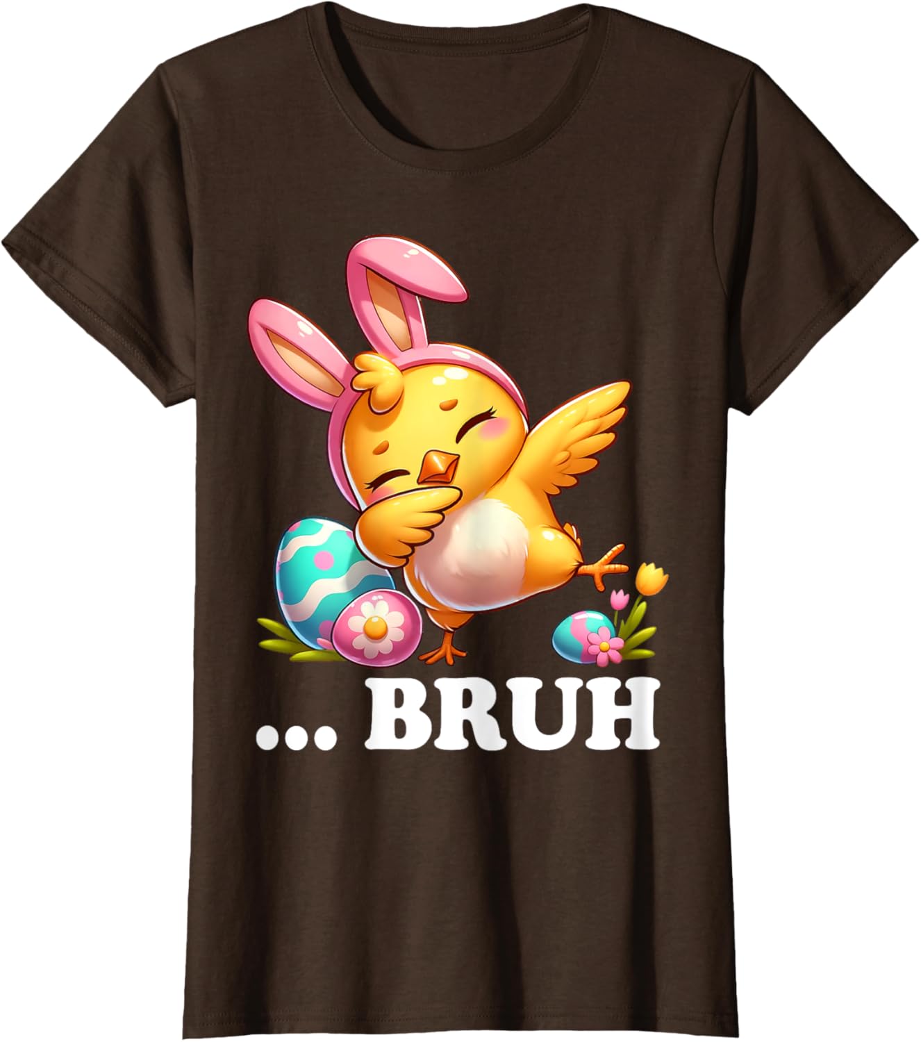 Bruh Chick Dabbing Happy Easter Day Eggs Boys Girls Kids T-Shirt