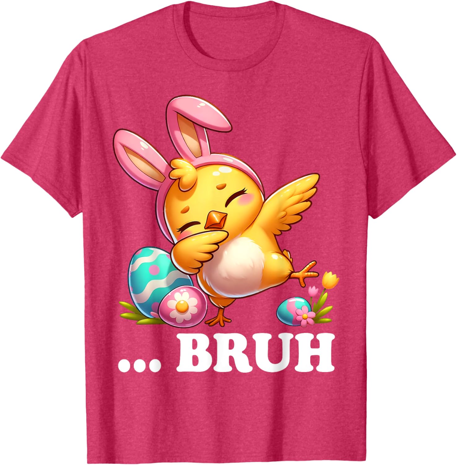 Bruh Chick Dabbing Happy Easter Day Eggs Boys Girls Kids T-Shirt